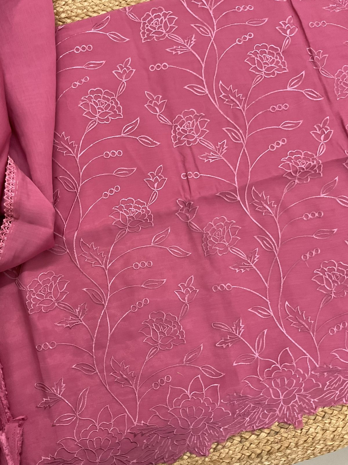 Soft Muslin Embroidered Suit - Pink