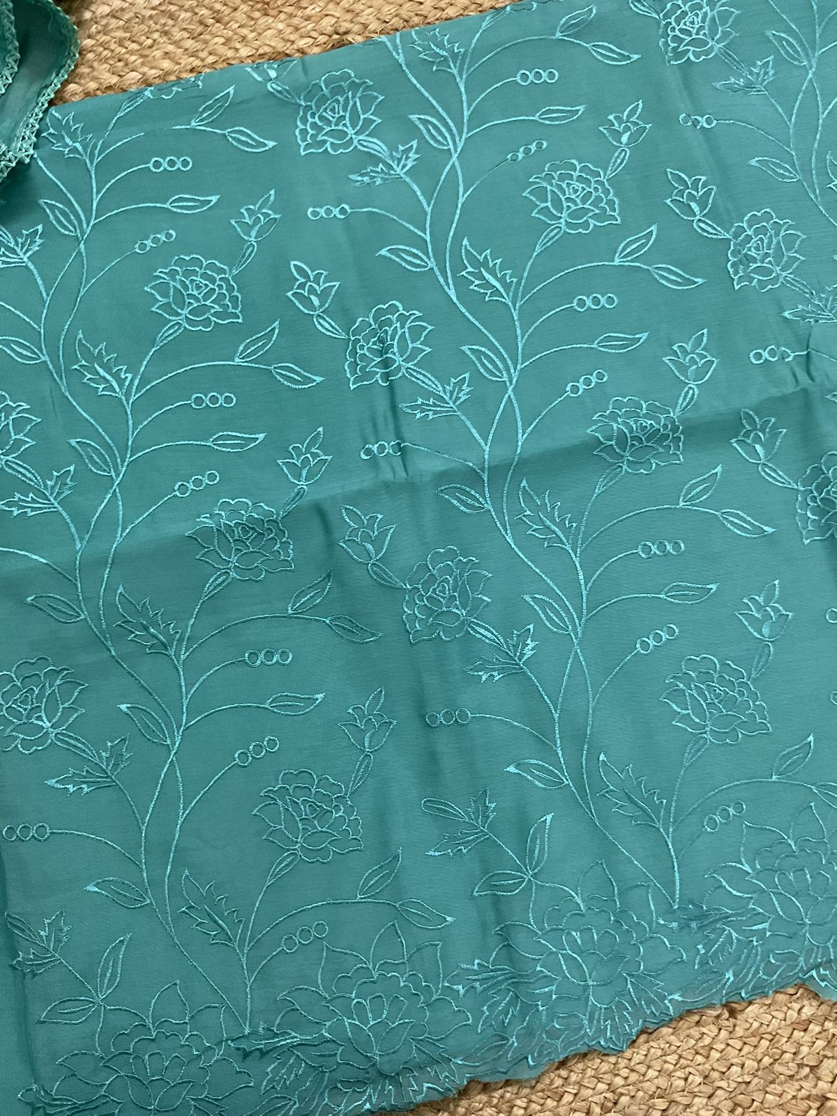 Soft Muslin Embroidered Suit - Blue