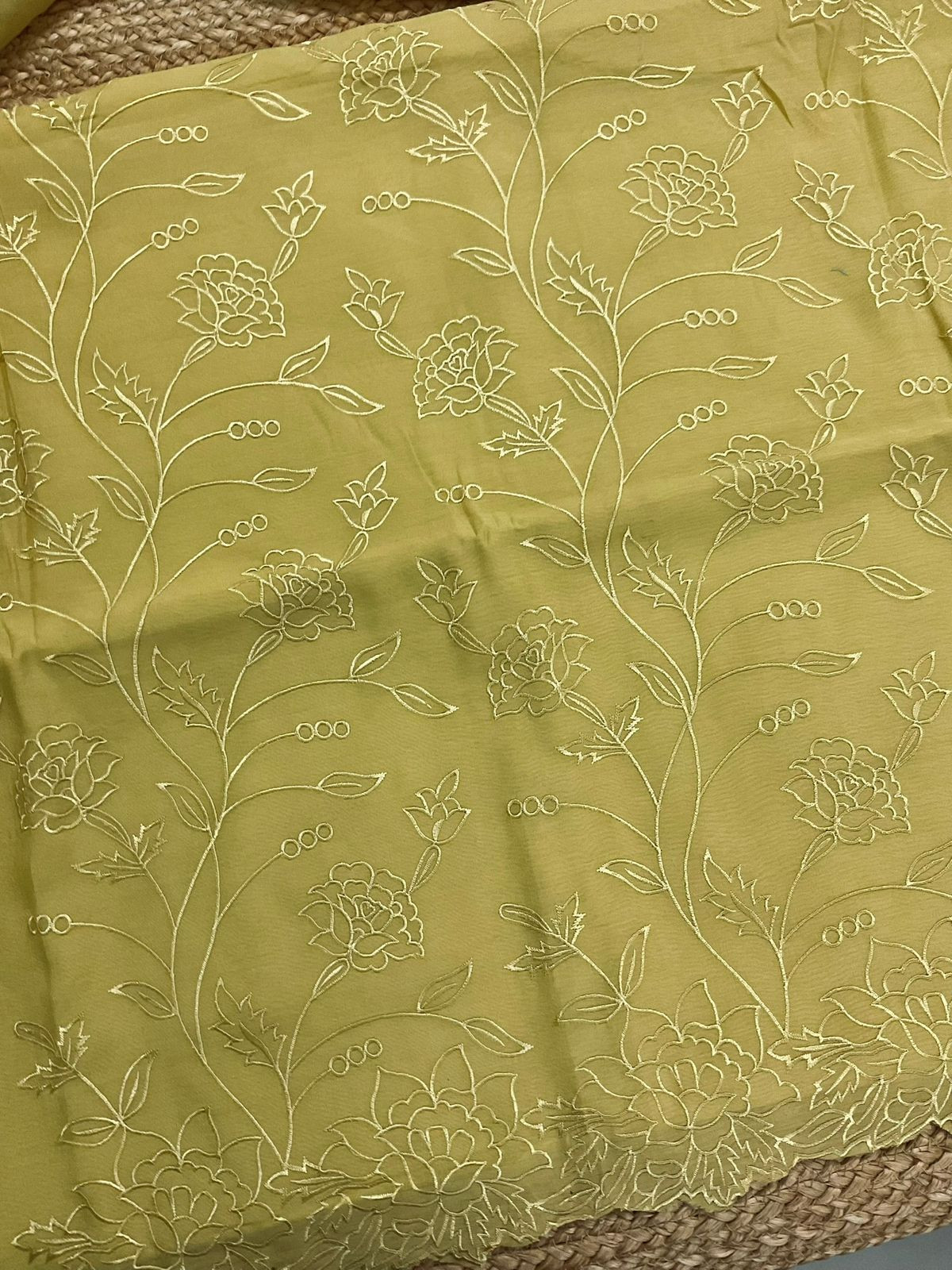 Soft Muslin Embroidered Suit - Yellow