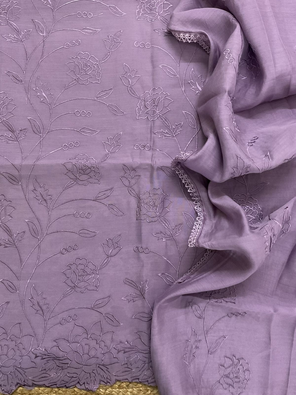 Soft Muslin Embroidered Suit - Lavender