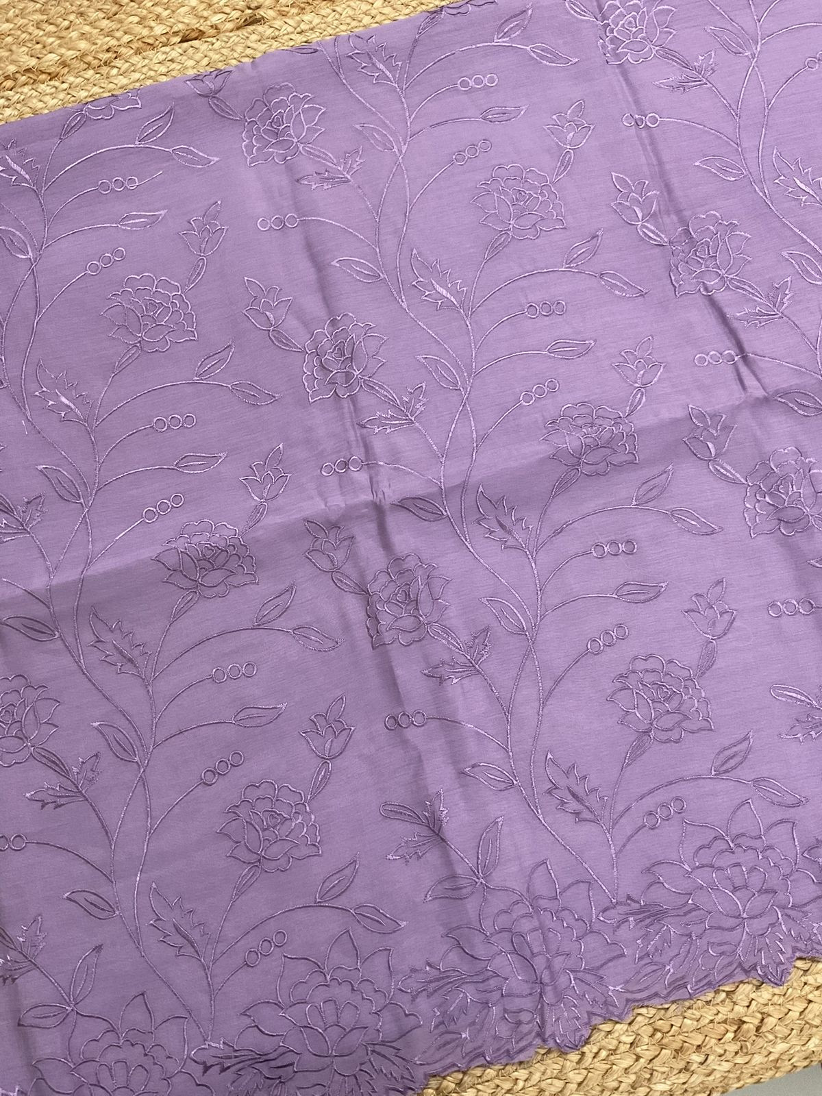 Soft Muslin Embroidered Suit - Lavender