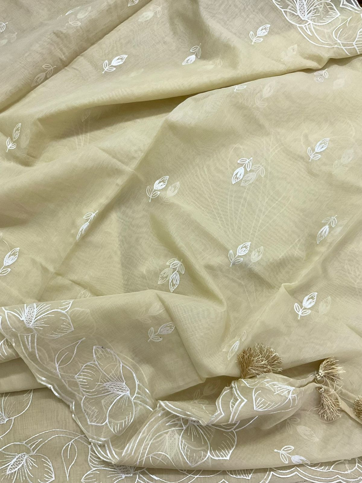 Soft Chanderi Embroidered Suit - Yellow
