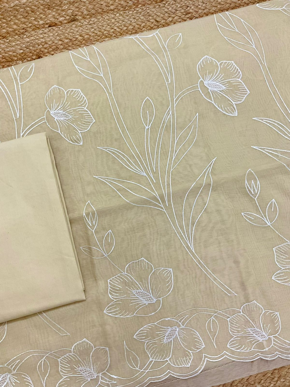 Soft Chanderi Embroidered Suit - Yellow