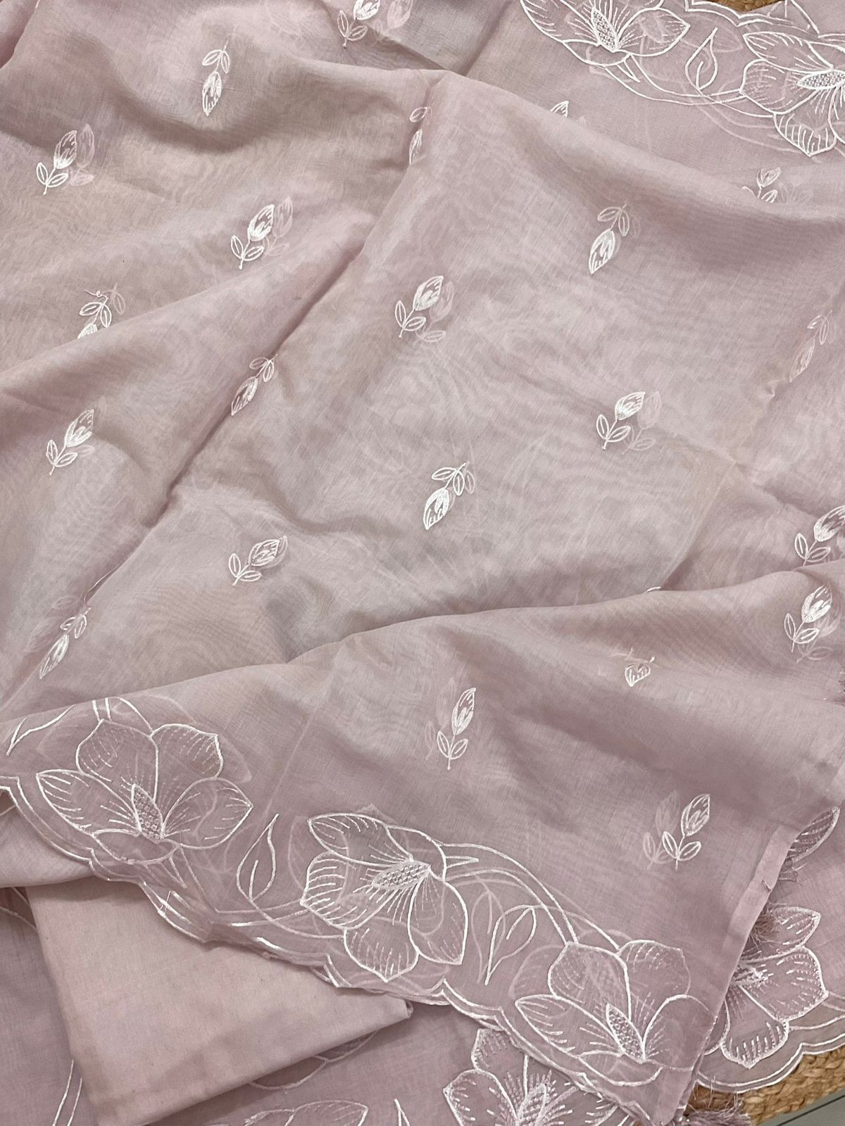 Soft Chanderi Embroidered Suit - Light Lilac