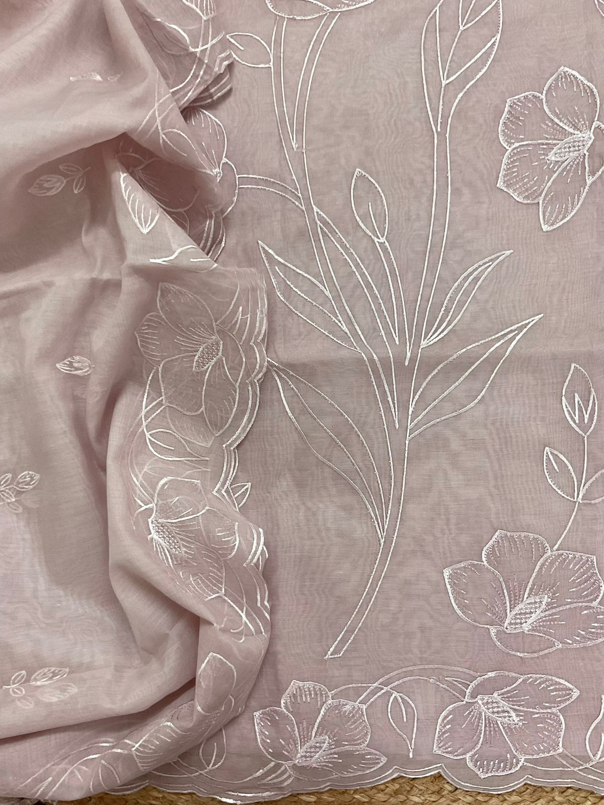 Soft Chanderi Embroidered Suit - Light Lilac
