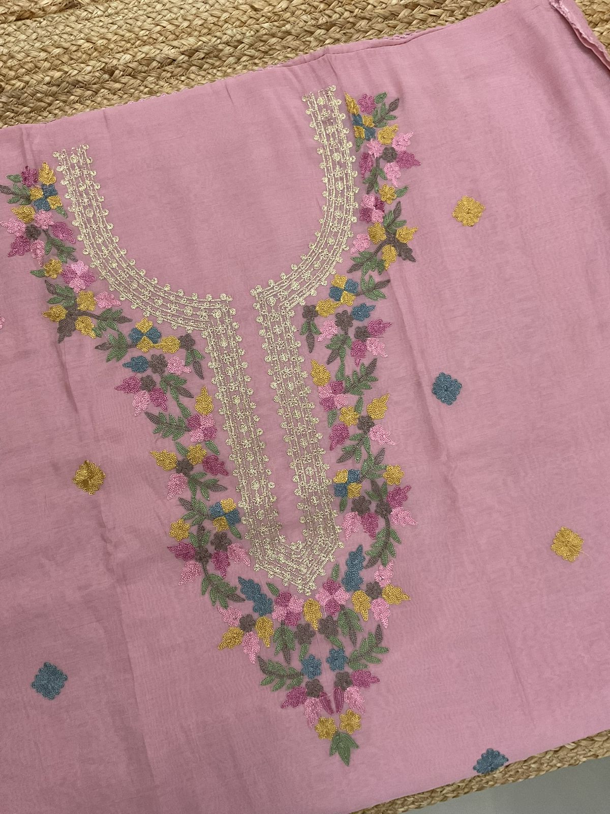 Soft Muslin Embroidered Suit - Pink