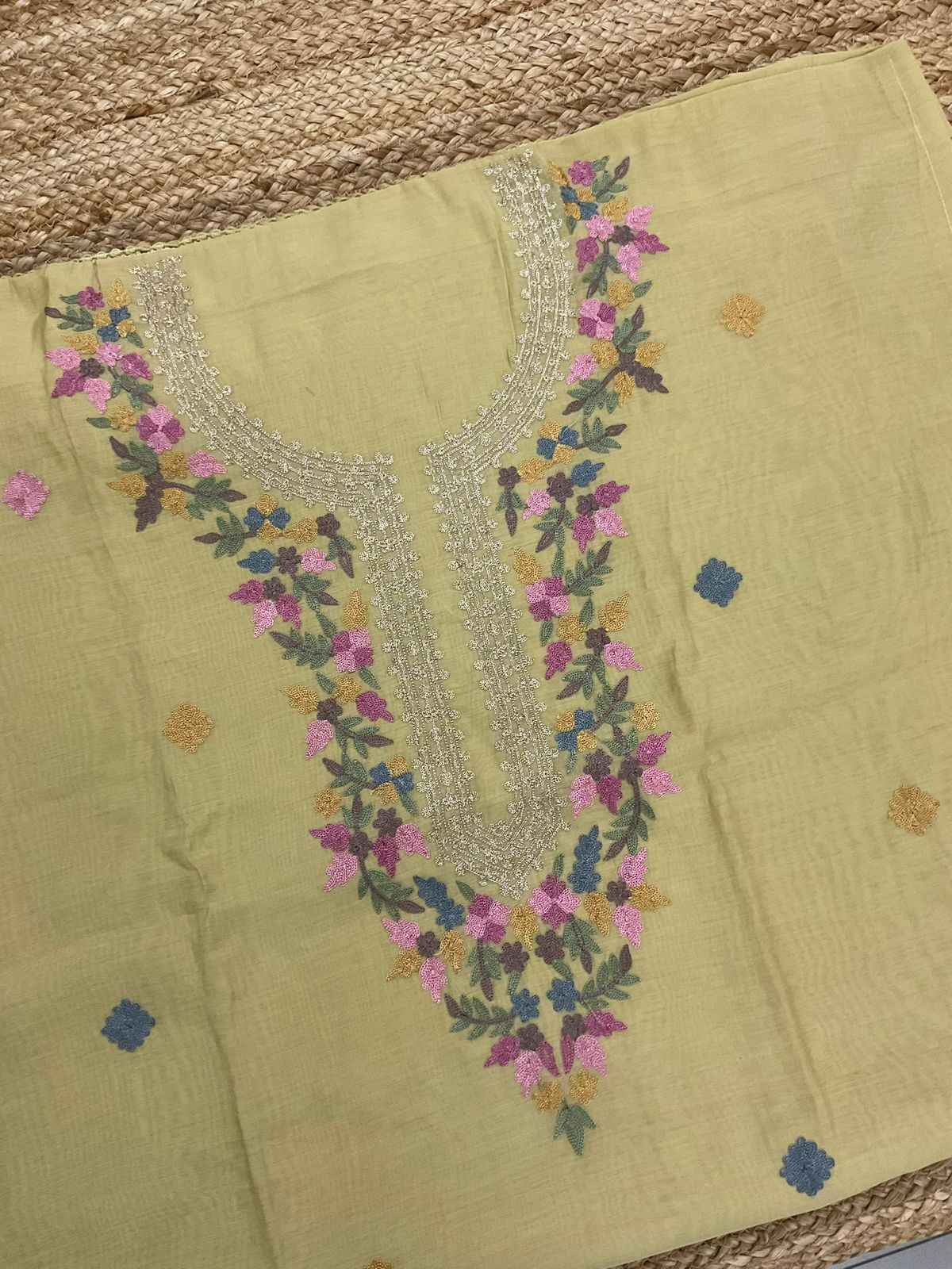 Soft Muslin Embroidered Suit - Yellow