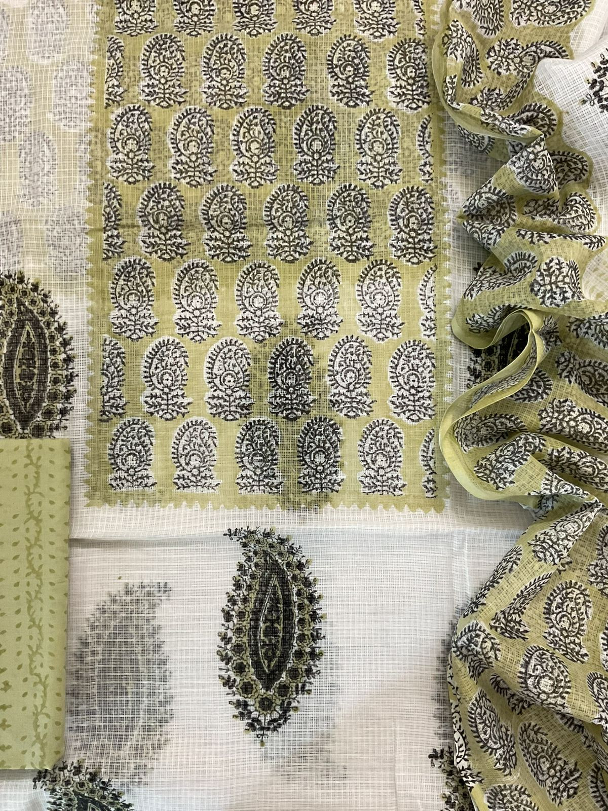 Pure Kota Cotton Printed Suit - White