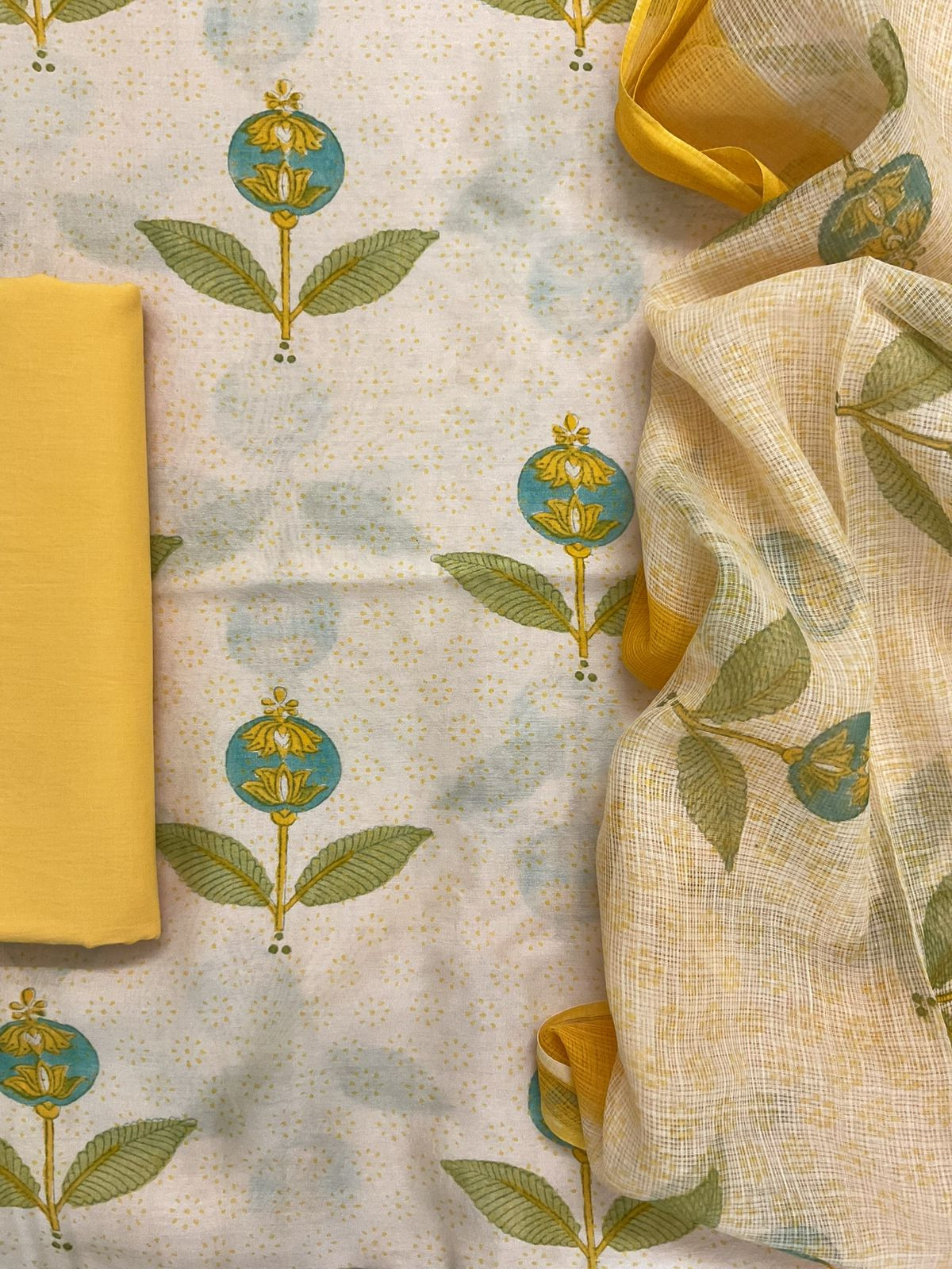 Pure Chanderi Printed Suit - Cream