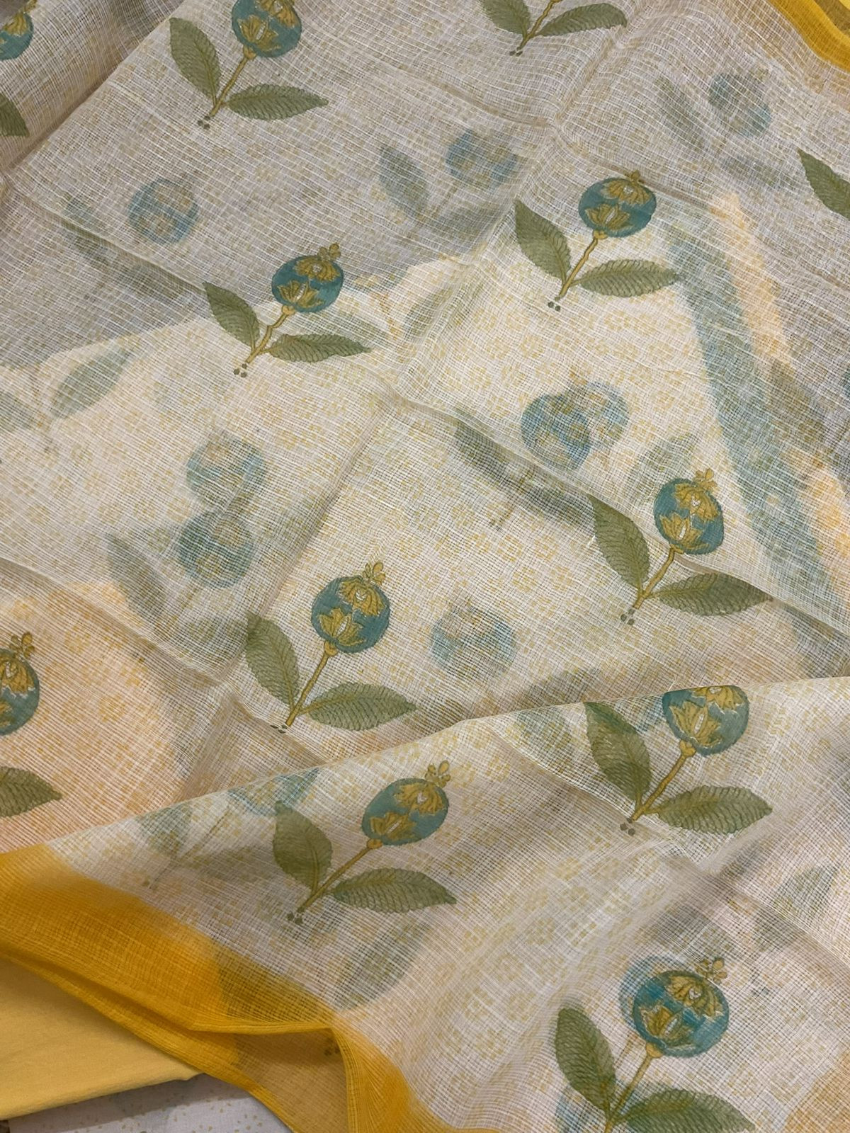 Pure Chanderi Printed Suit - Cream