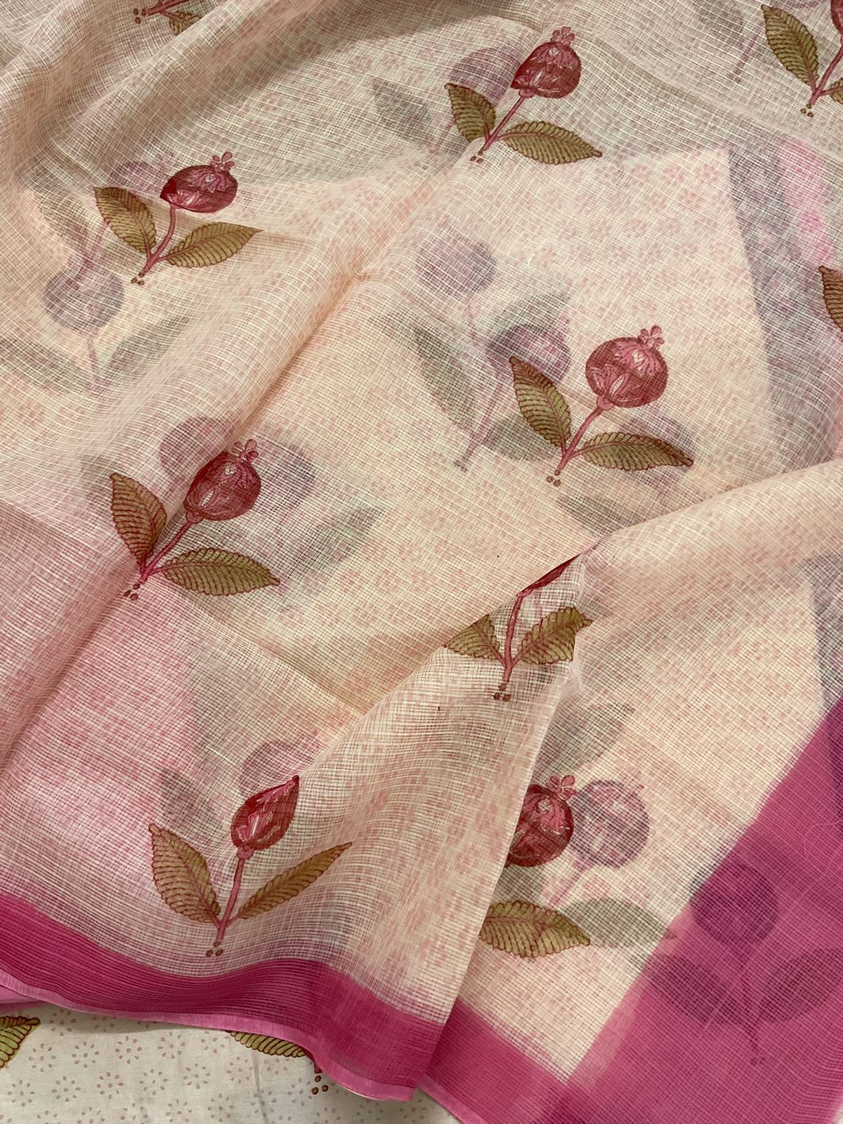 Pure Chanderi Printed Suit - Cream