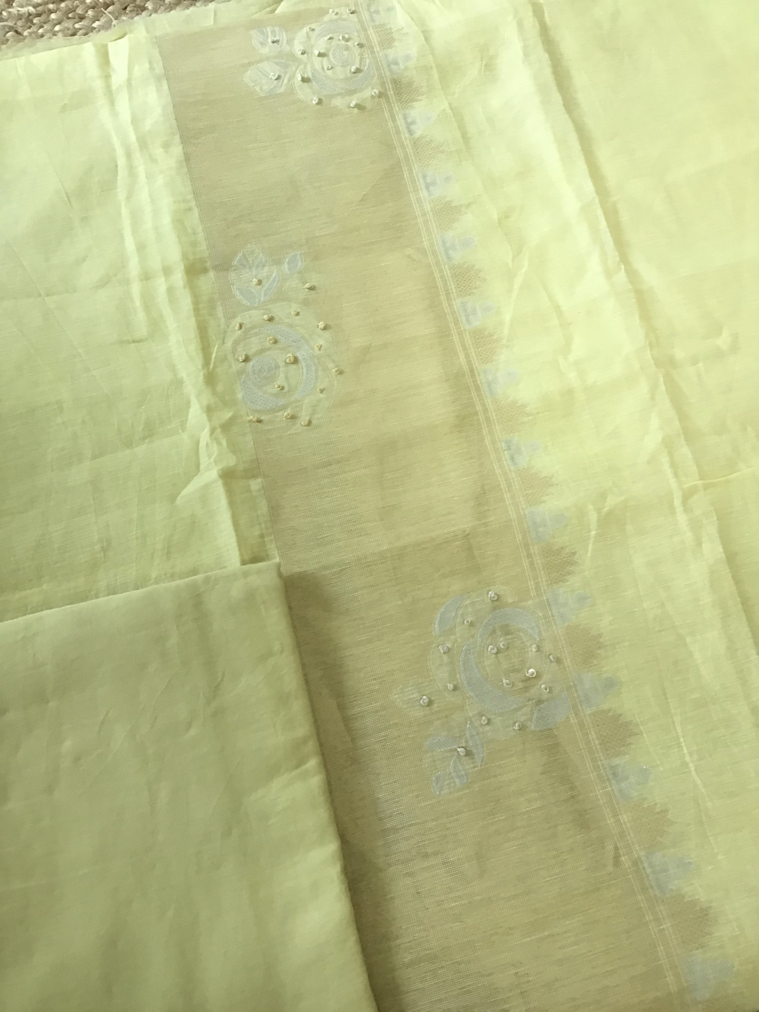 Soft Slub Chanderi Banarasi Weaved Embroidered Suit - Yellow