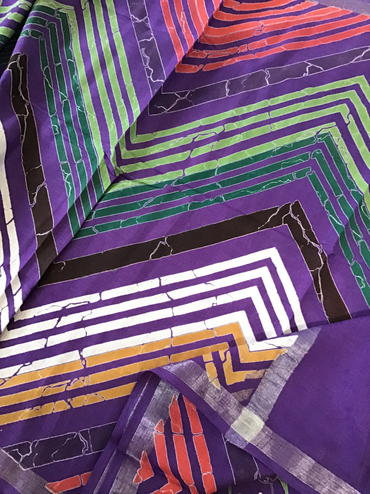 Pure Fine Linen Cotton Silk Printed Suit - Purple