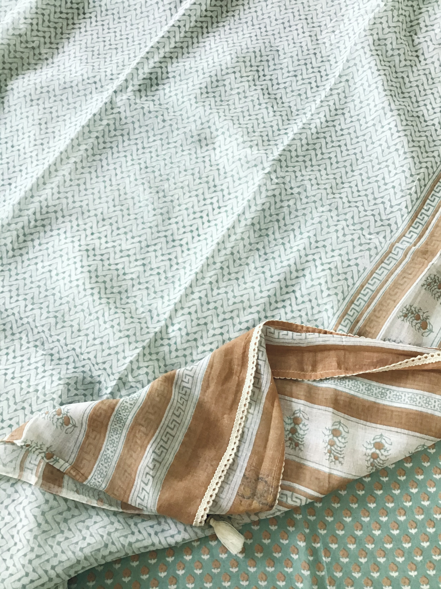 Pure Fine Cotton Printed Embroidered Suit - Sea Green