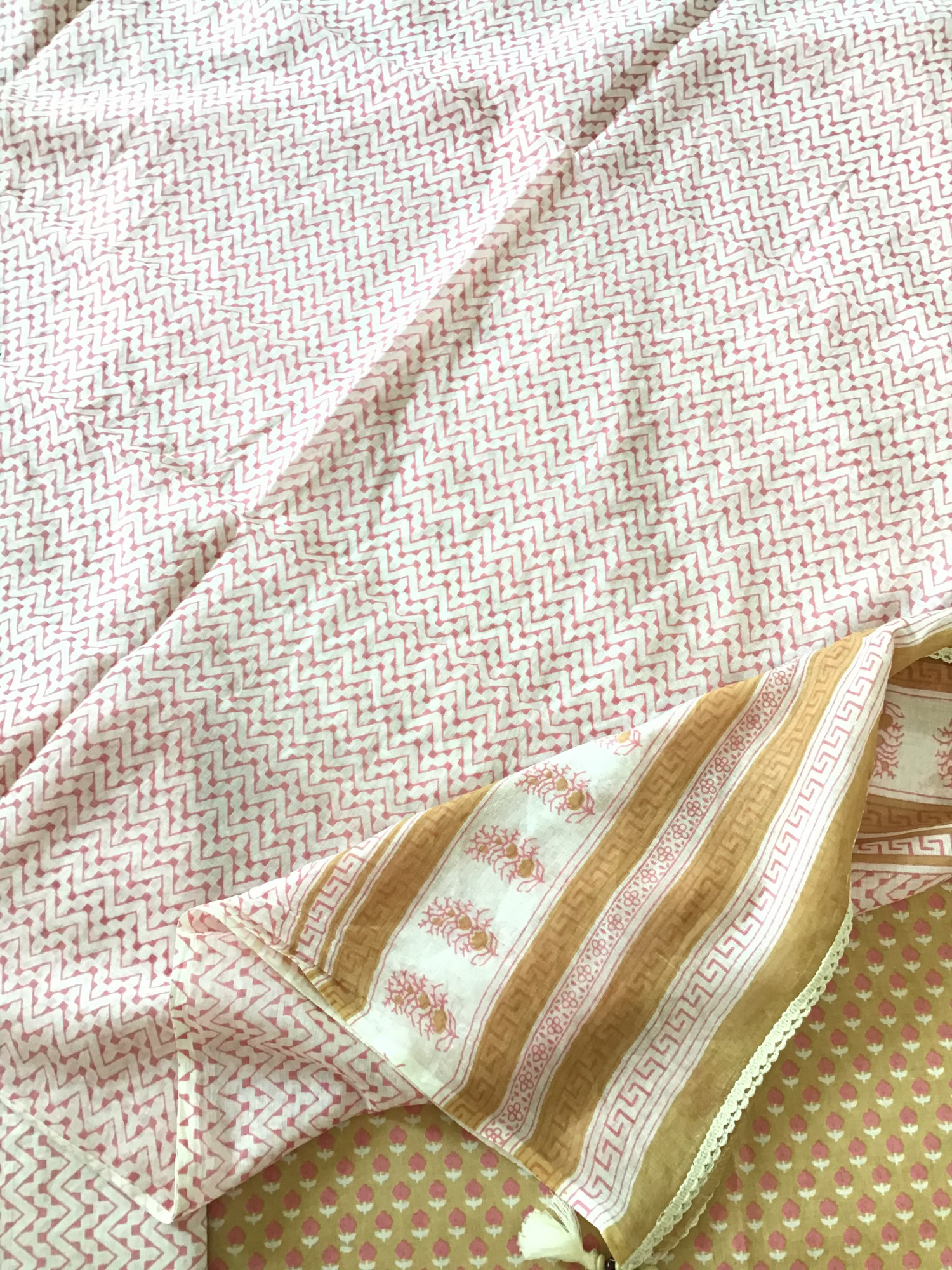 Pure Fine Cotton Printed Embroidered Suit - Brown