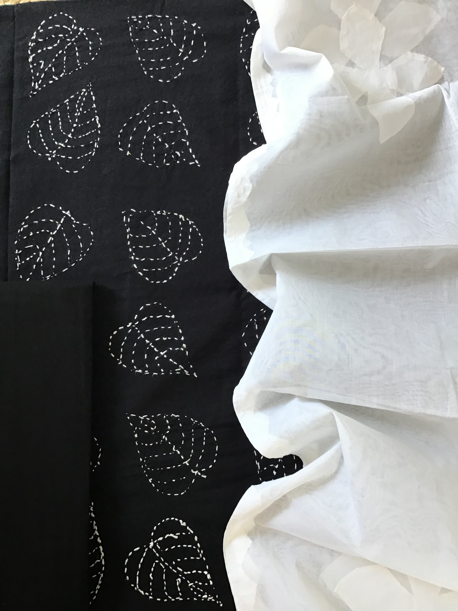 Pure Fine Cotton Embroidered Suit - Black