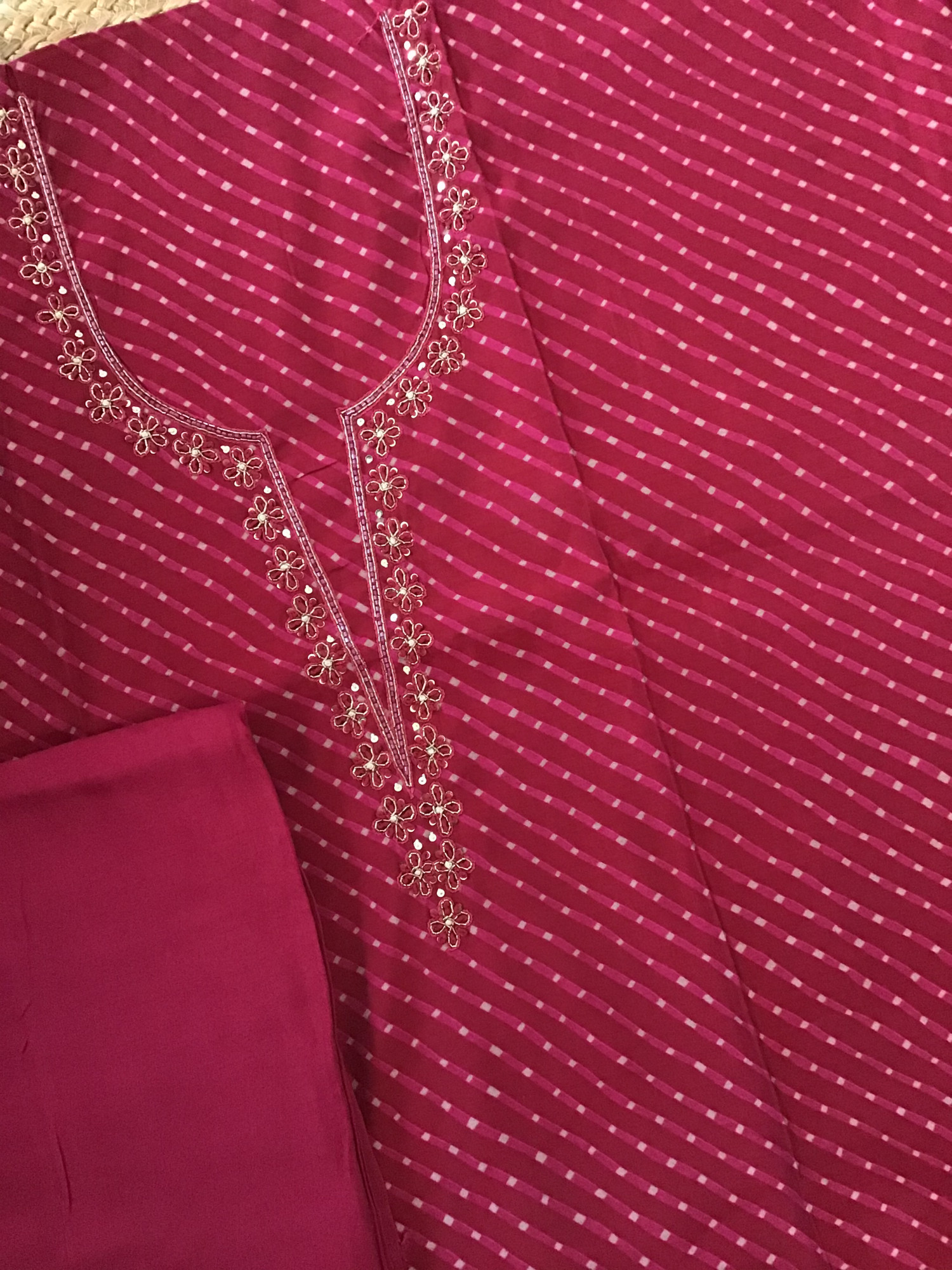 Pure Modal Silk Printed Embroidered Suit - Dark Pink