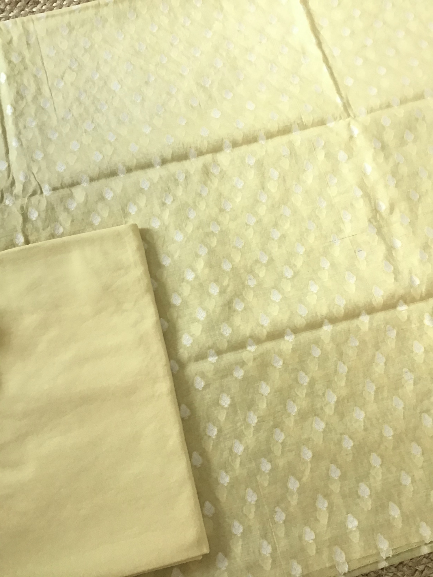 Soft Chanderi Self Weaved Printed Suit - Yellow