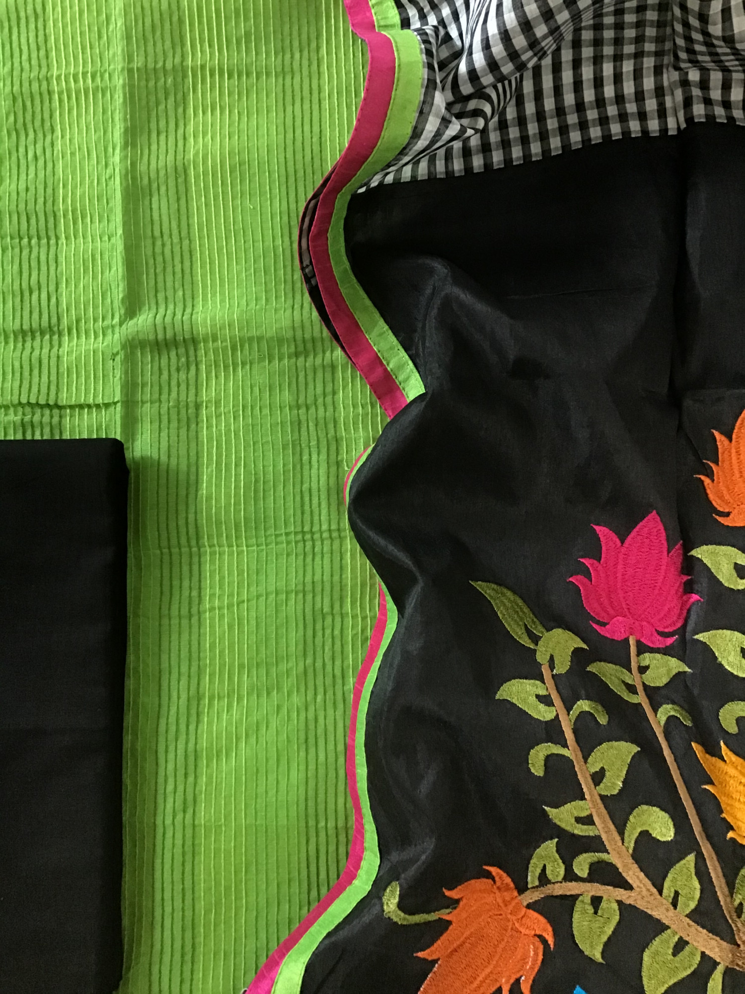 Soft Chanderi Embroidered Suit - Green