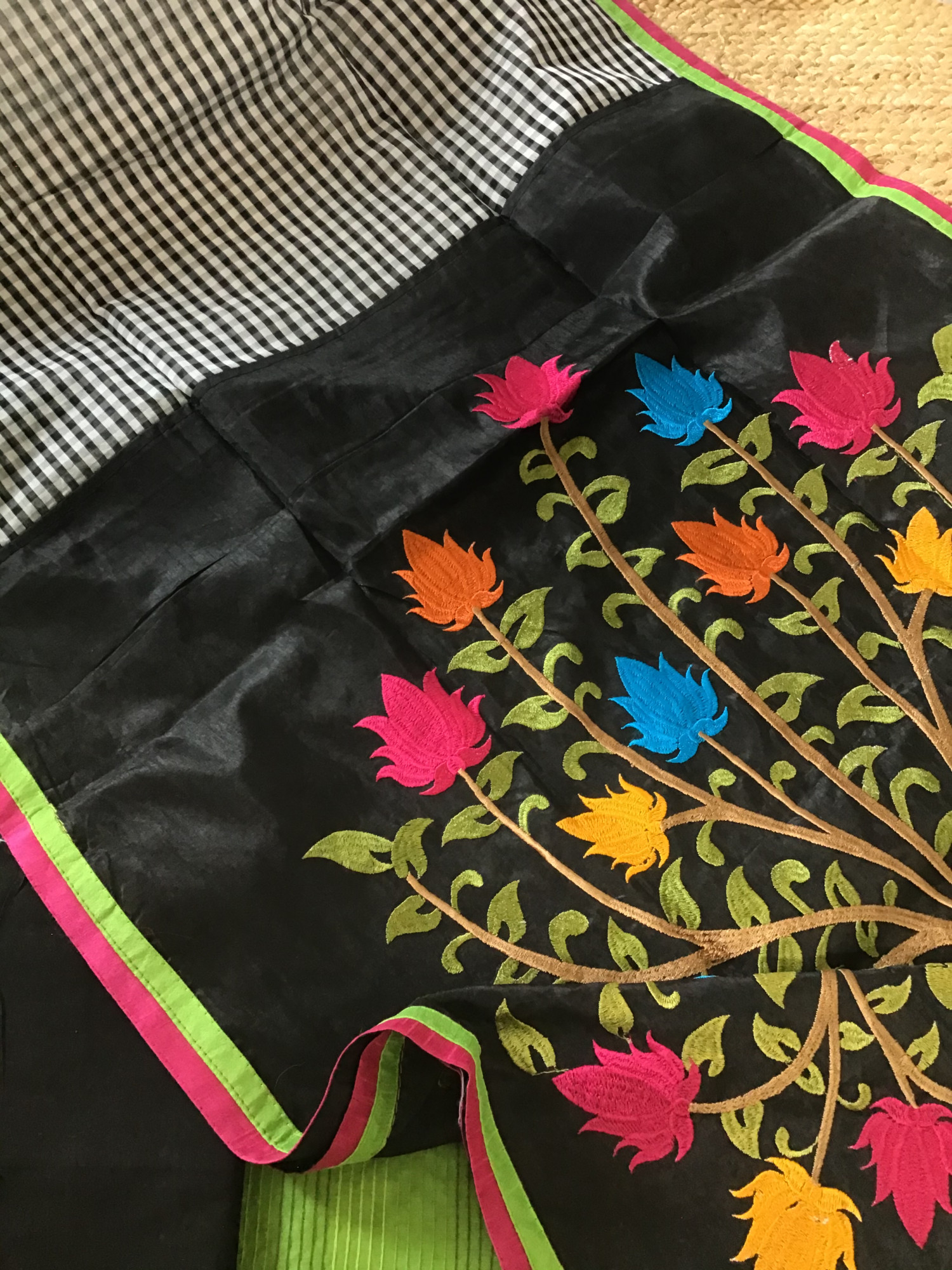 Soft Chanderi Embroidered Suit - Green