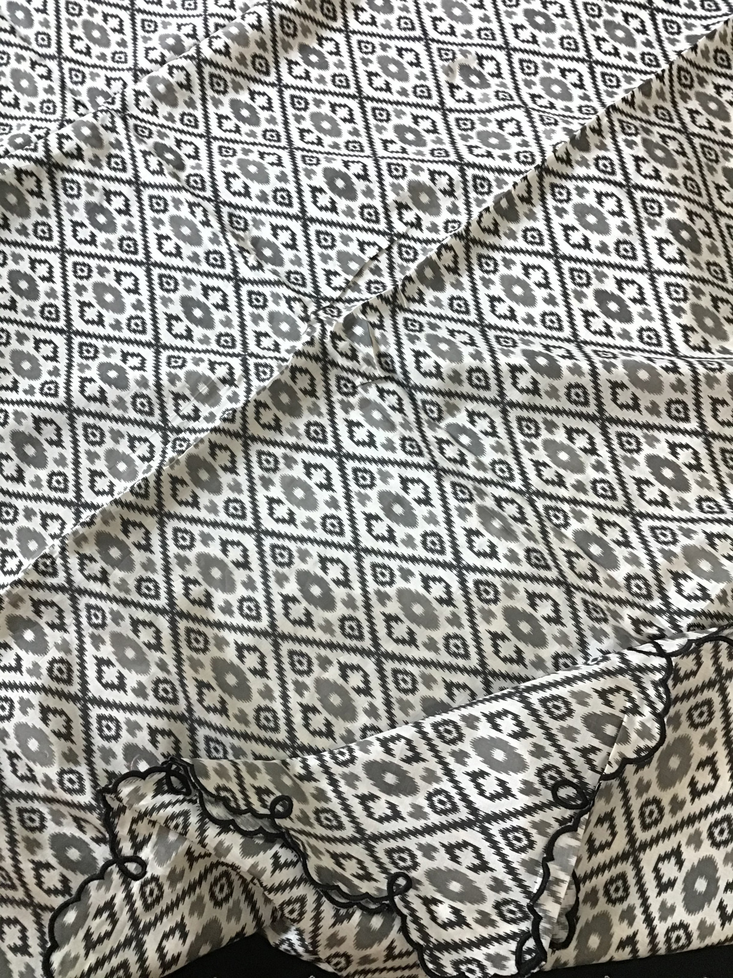 Soft Cotton Silk Embroidered Suit - Black