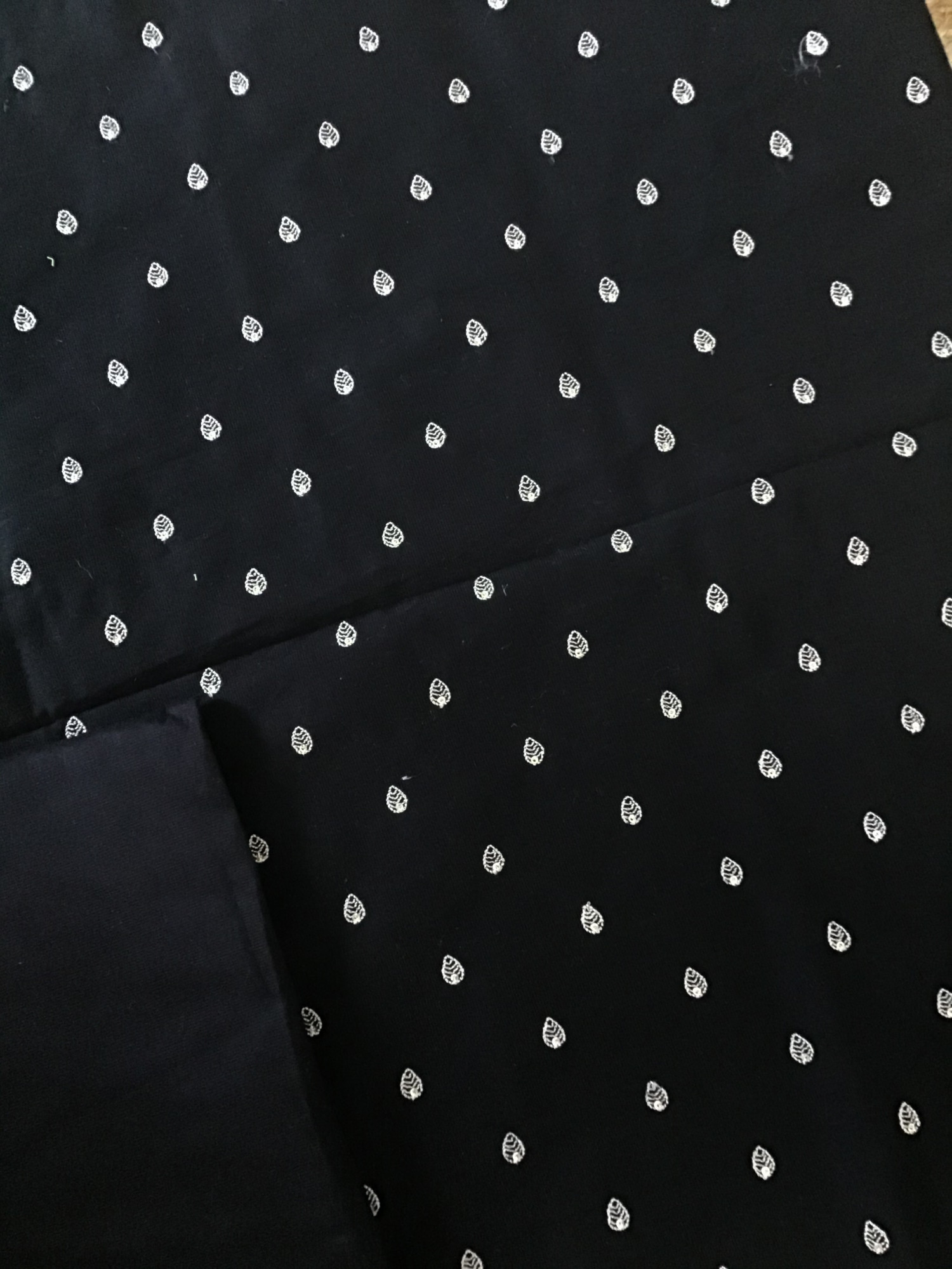 Soft Cotton Silk Embroidered Suit - Black