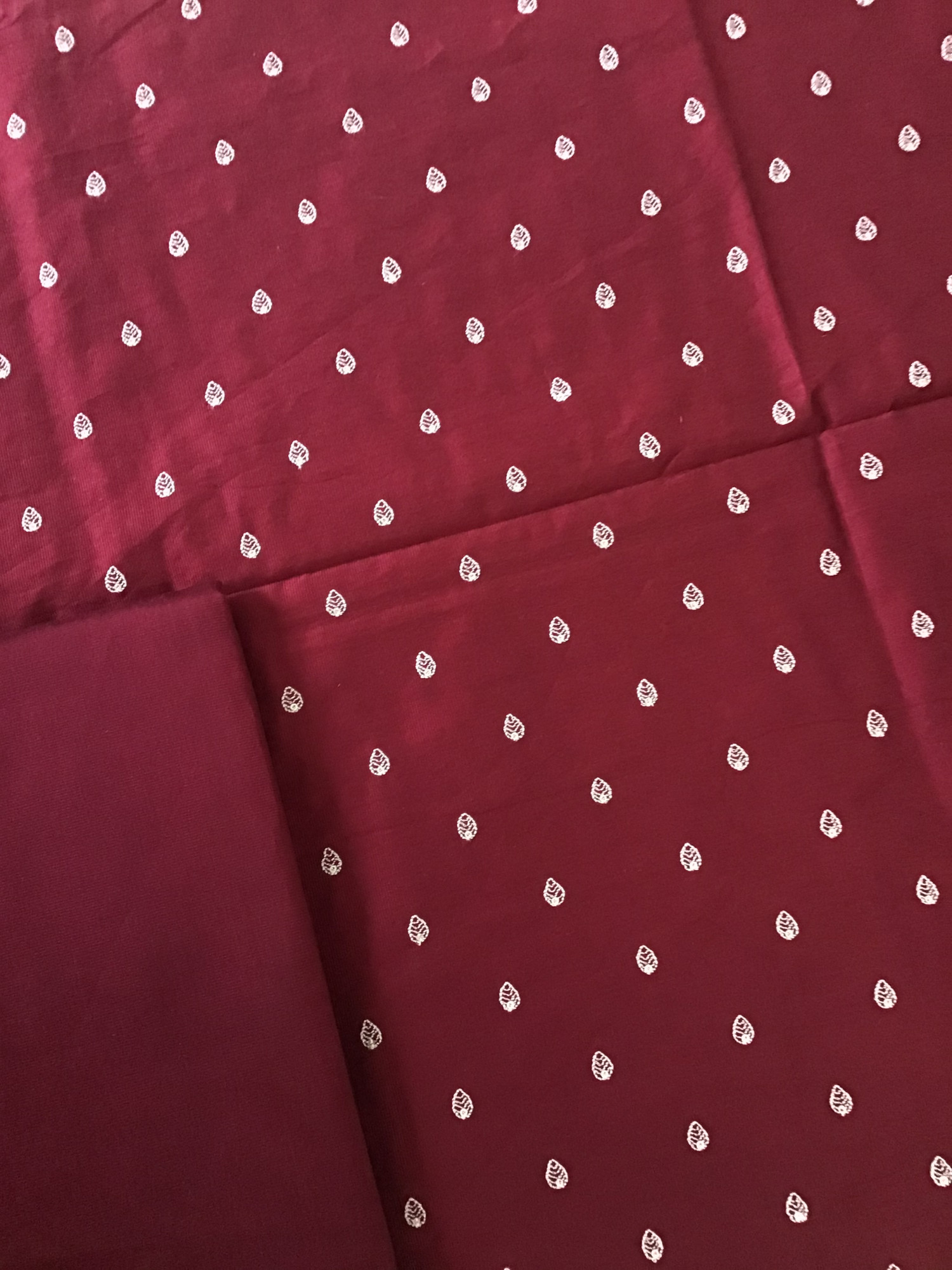 Soft Cotton Silk Embroidered Suit - Maroon