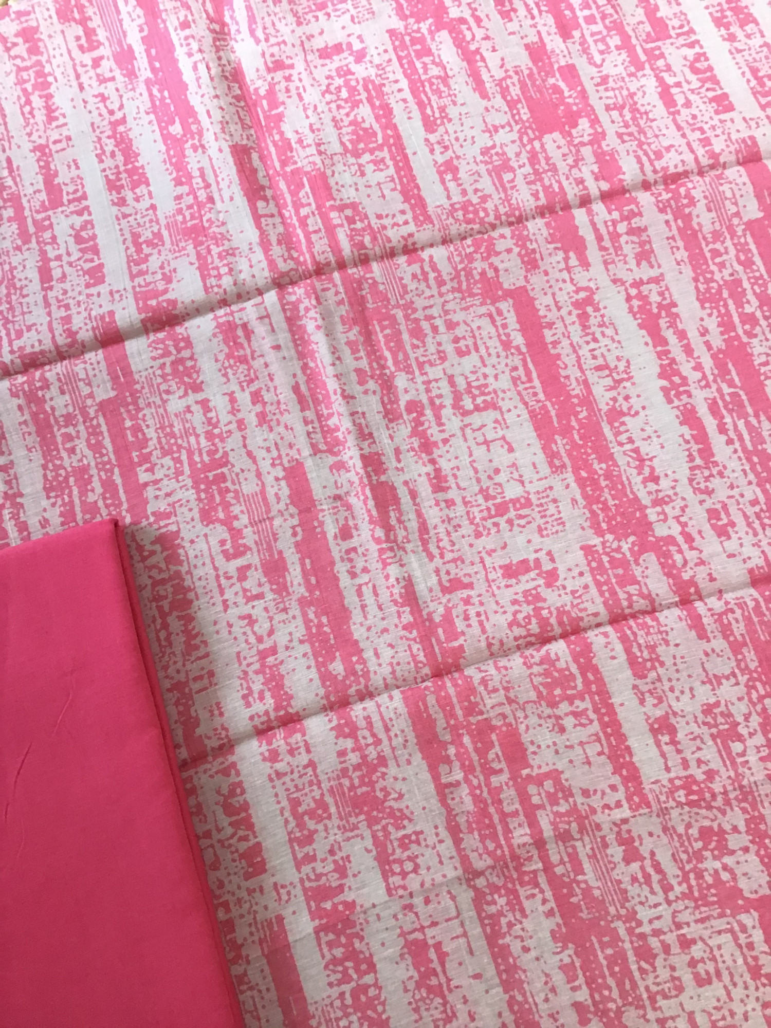 Pure Linen Chanderi Printed Suit - Pink