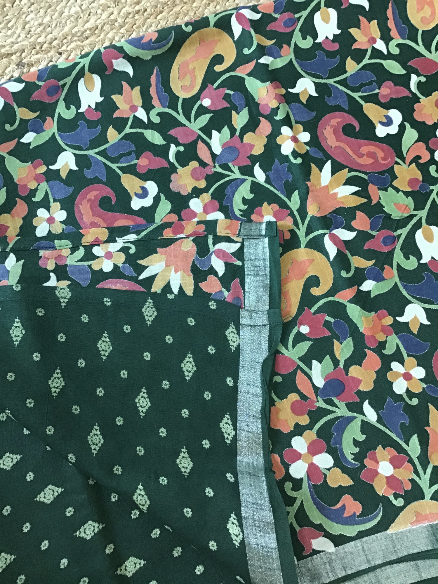 Pure Linen Cotton Silk Printed Suit - Green
