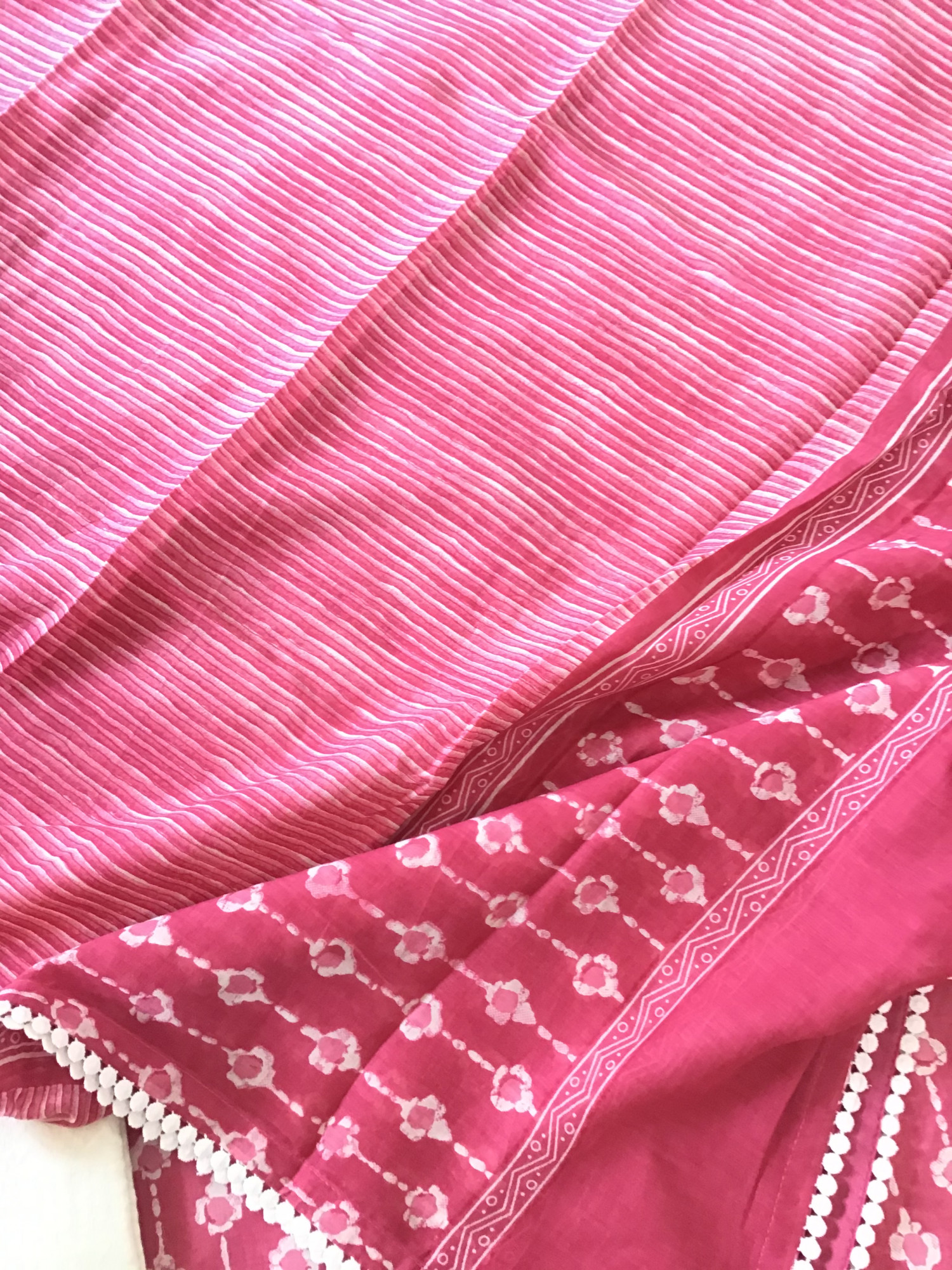 Pure Mul Cotton Batik Printed Embroidered Suit - Pink