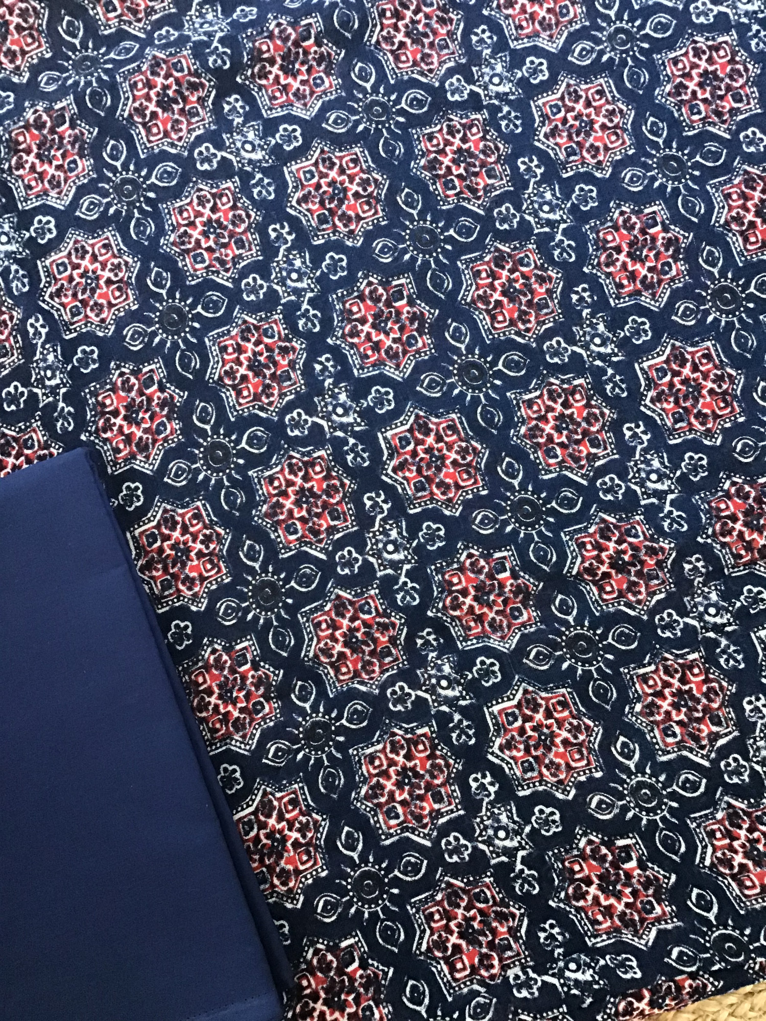 Pure Linen Jute Cotton Silk Printed Suit - Blue