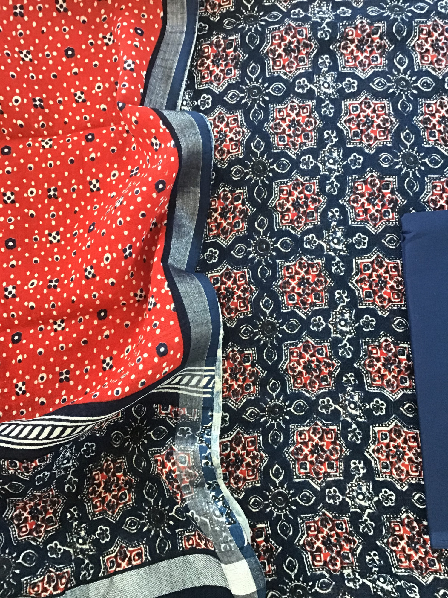 Pure Linen Jute Cotton Silk Printed Suit - Blue