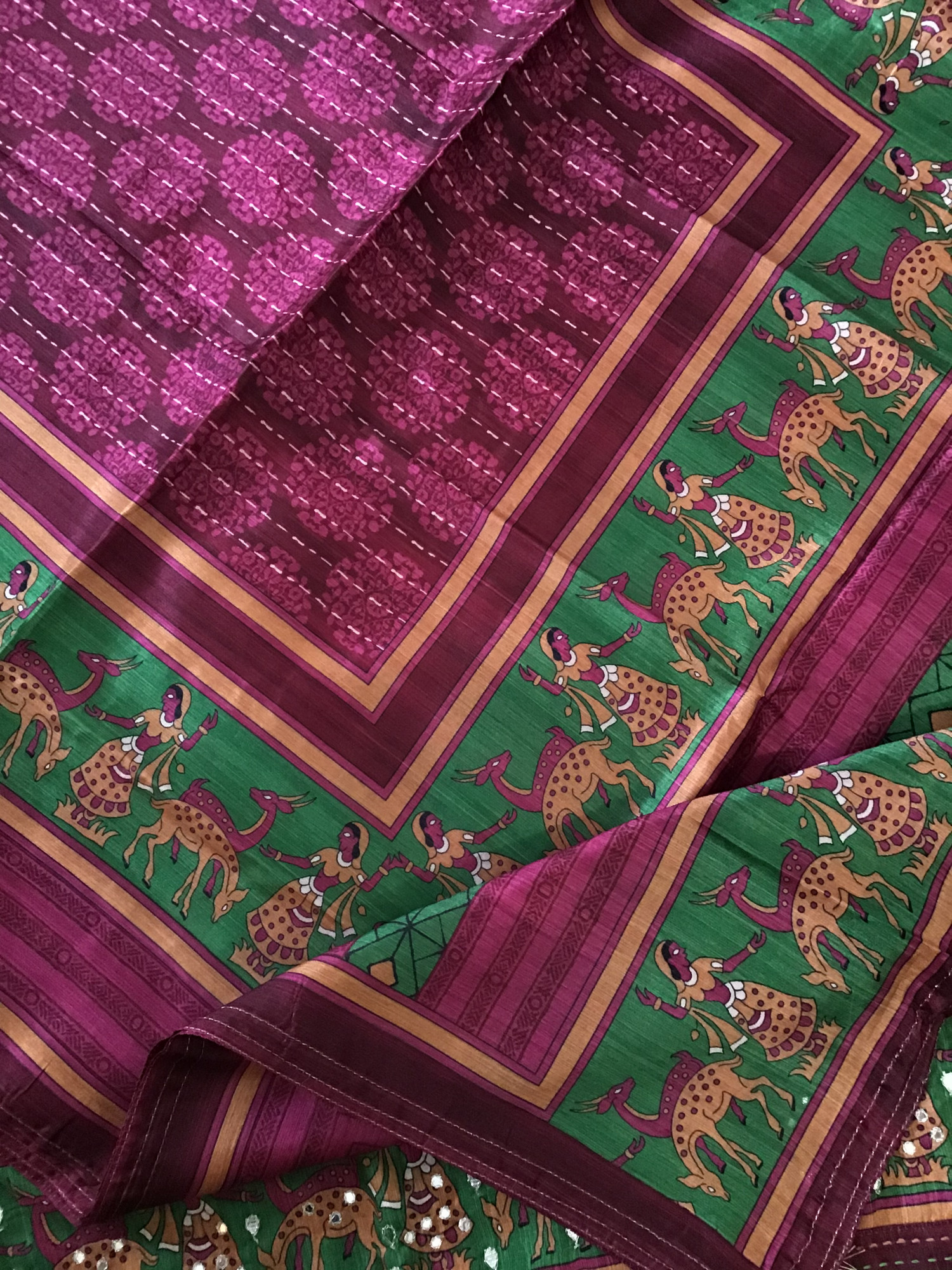 Soft Semi Tussar Printed Embroidered Suit - Pink