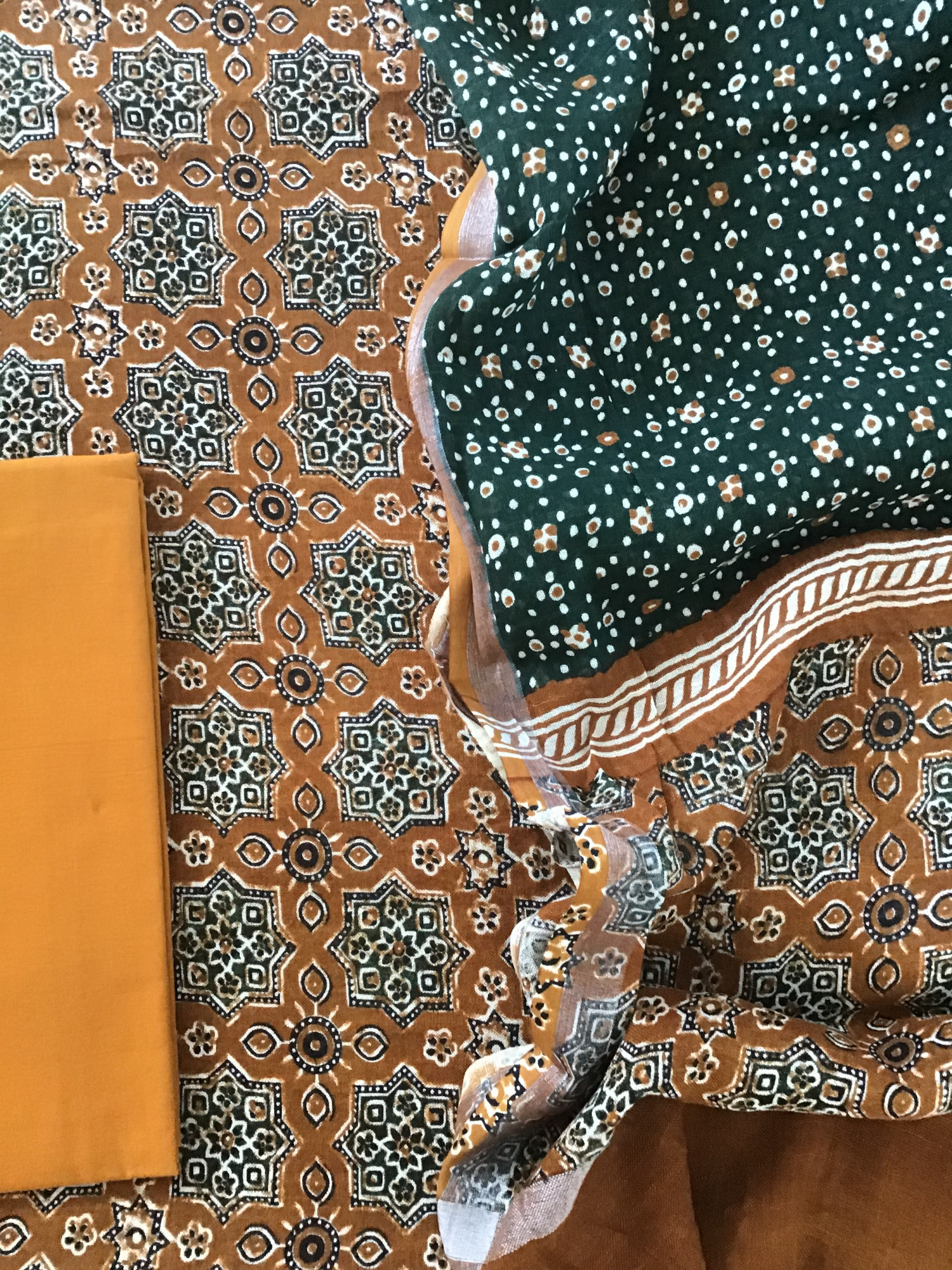 Pure Linen Jute Cotton Silk Printed Suit - Brown