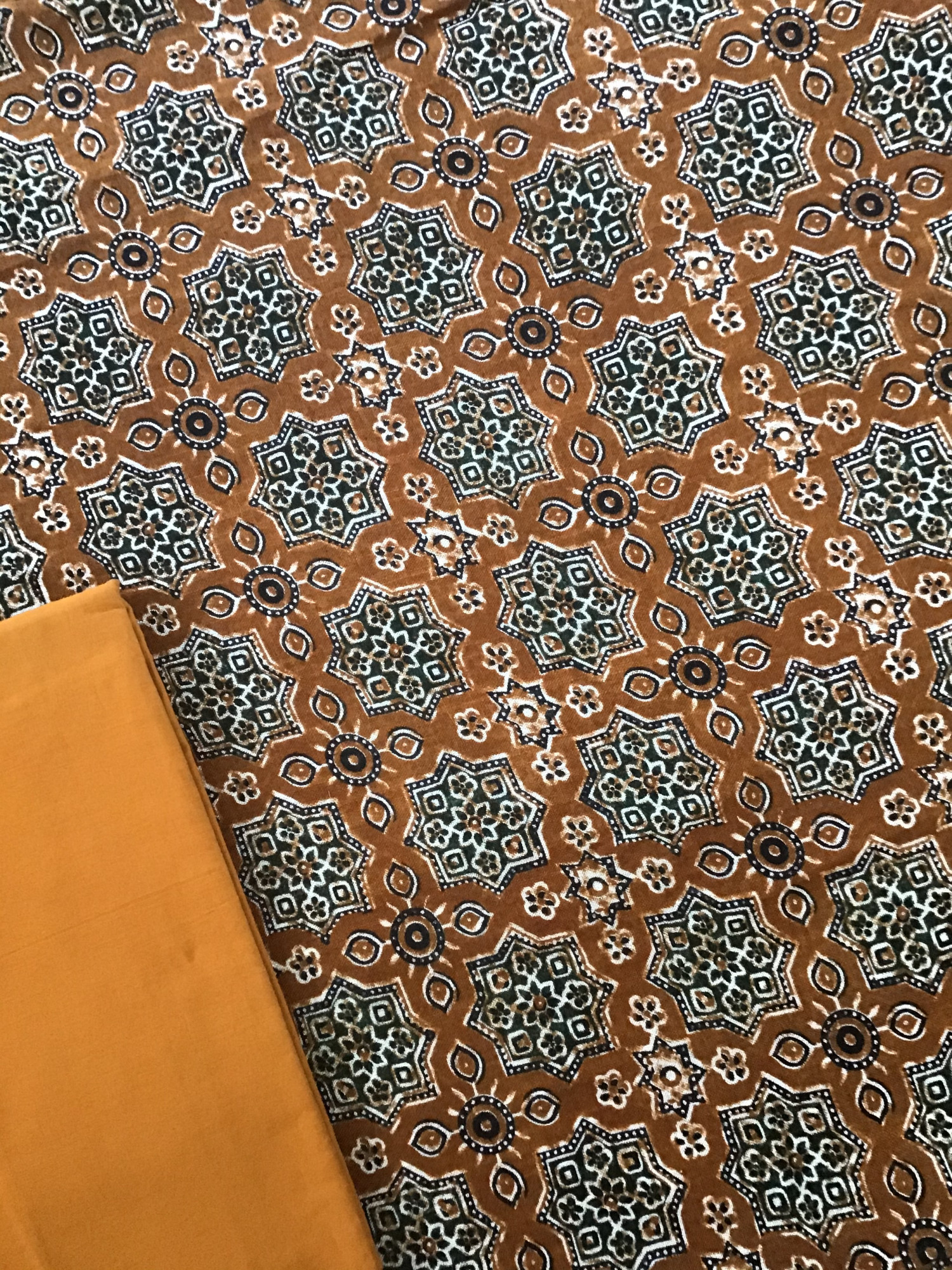 Pure Linen Jute Cotton Silk Printed Suit - Brown