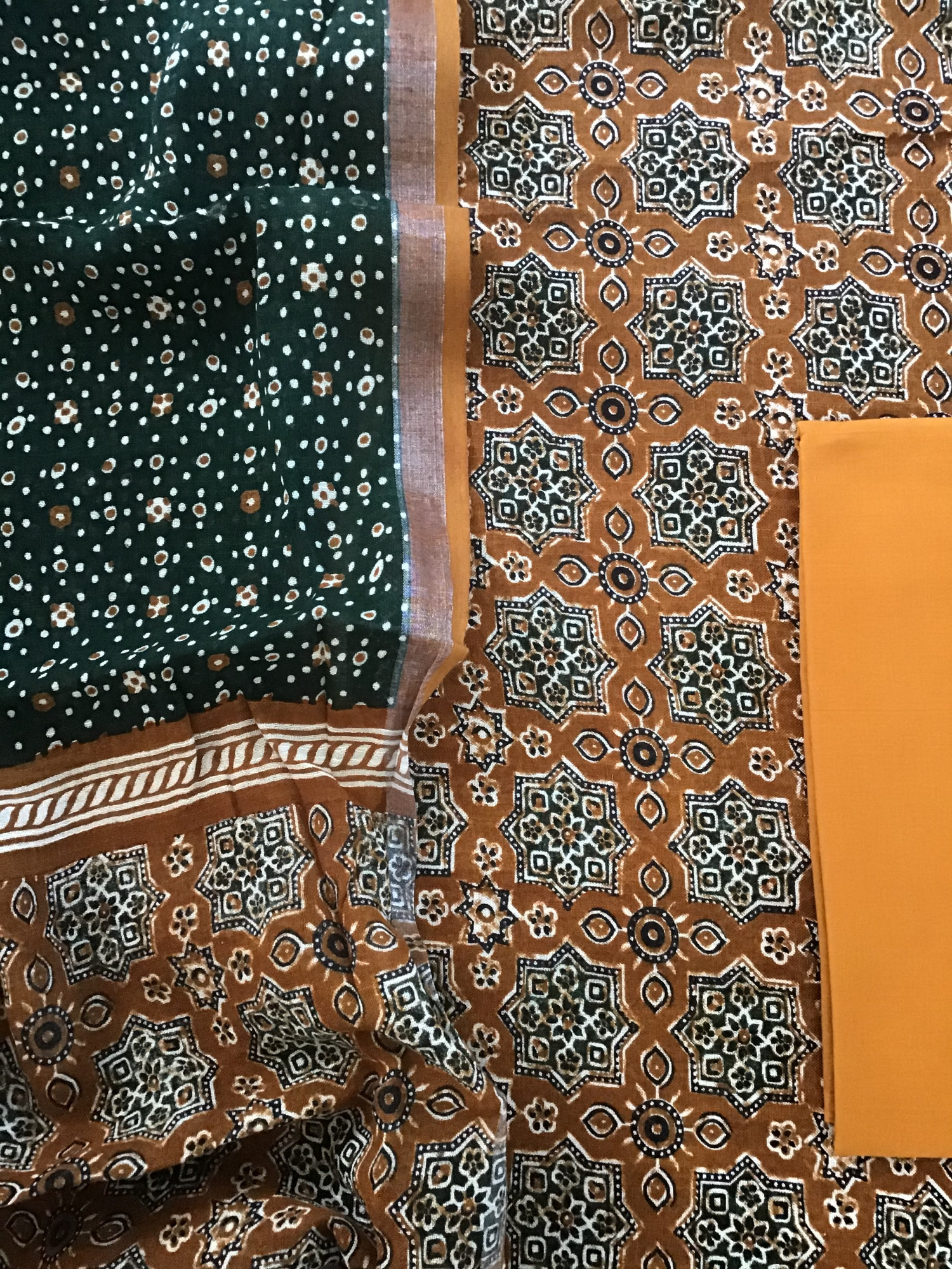 Pure Linen Jute Cotton Silk Printed Suit - Brown