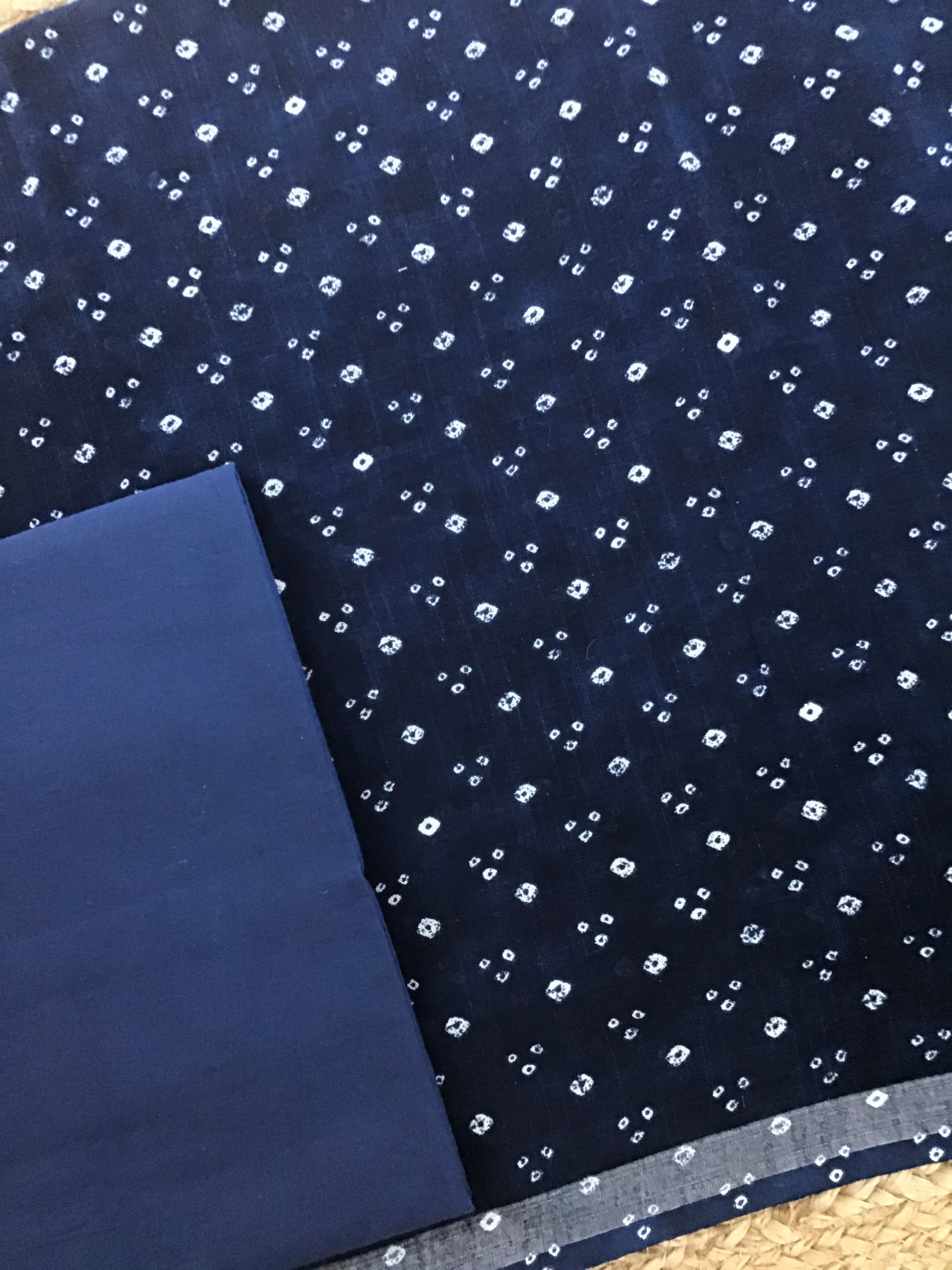 Pure Linen Jute Cotton Silk Printed Suit - Blue