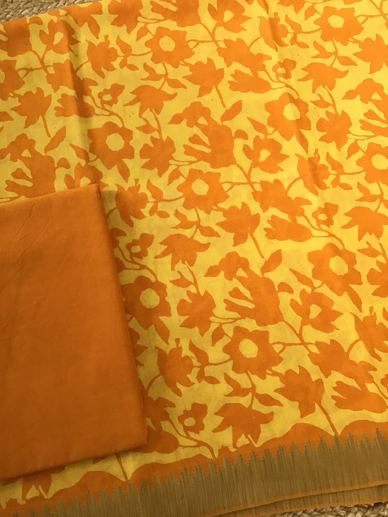 Pure Muslin Printed Suit - Yellow