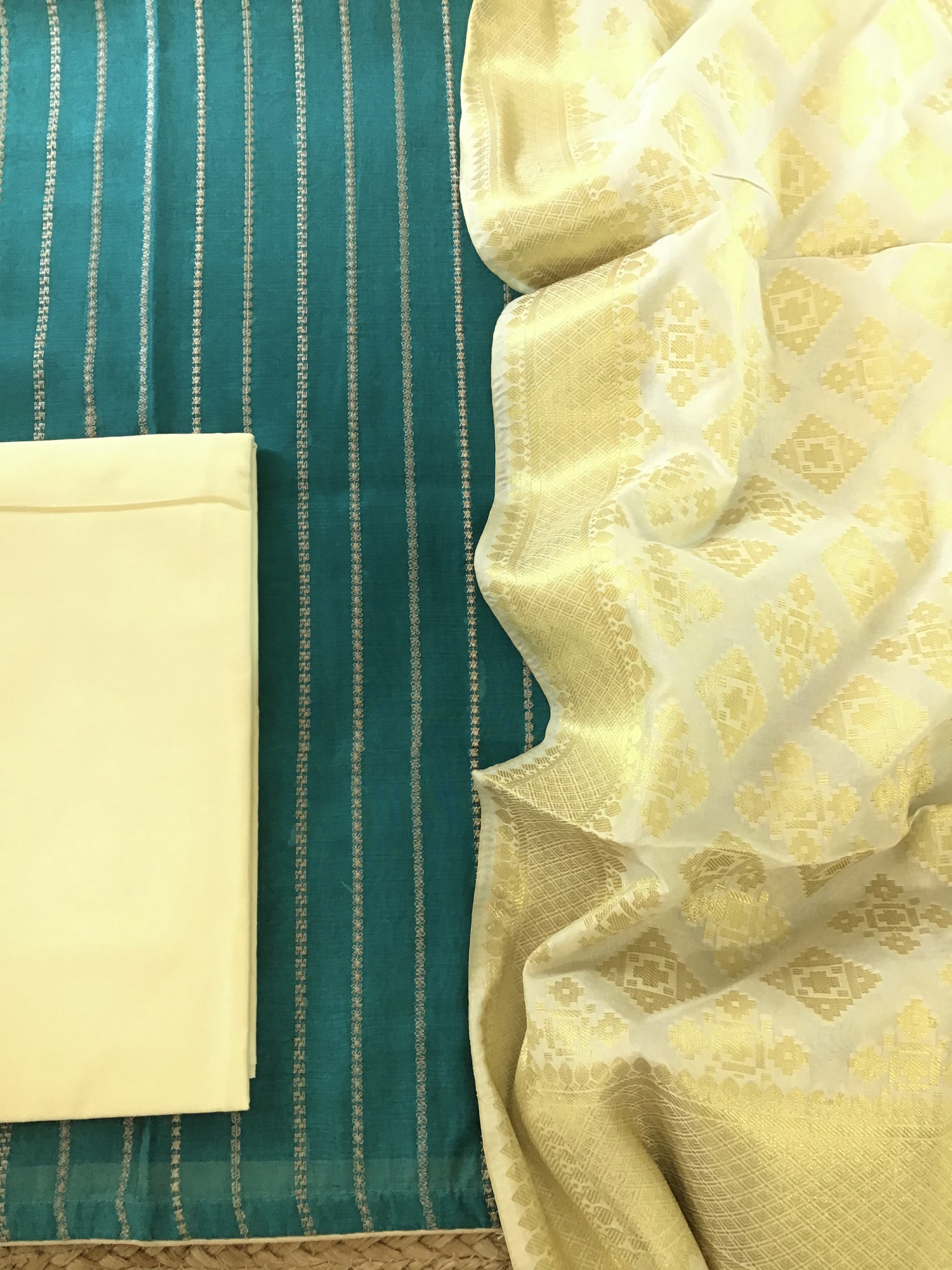 Pure Chanderi Embroidered Suit - Green