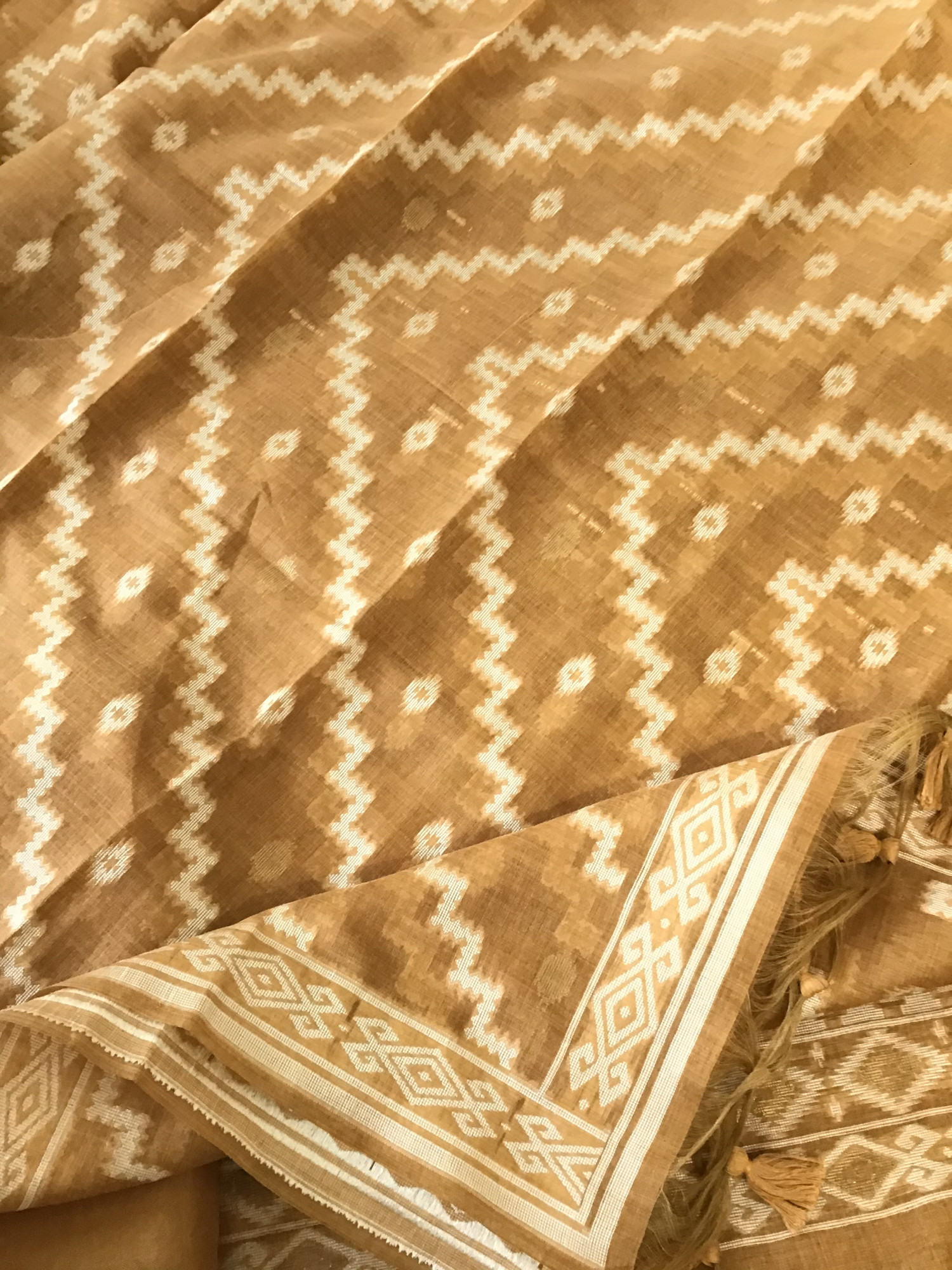 Soft Slub Chanderi Jamdani Weaved Embroidered Suit - Yellow