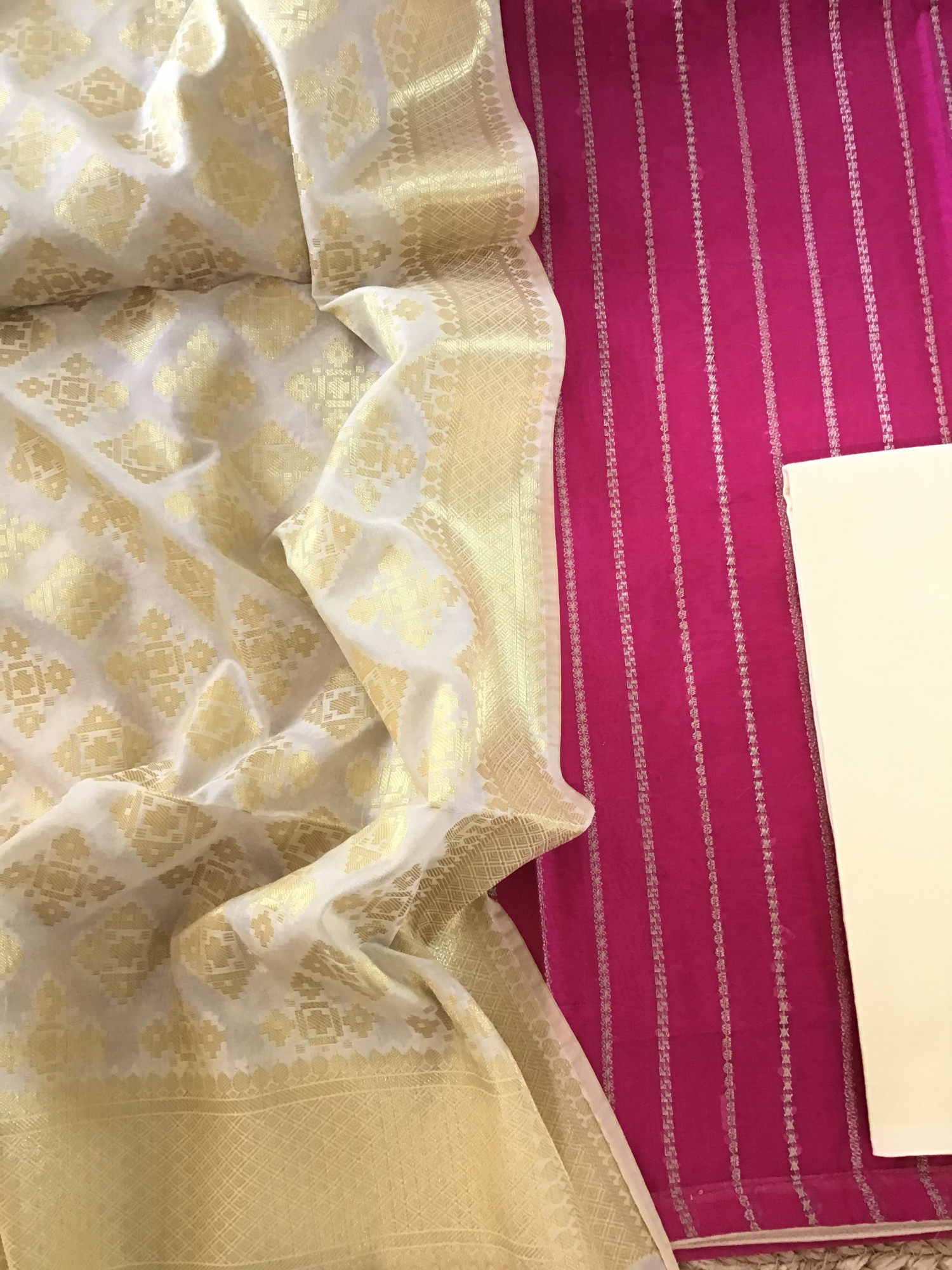 Pure Chanderi Embroidered Suit - Pink