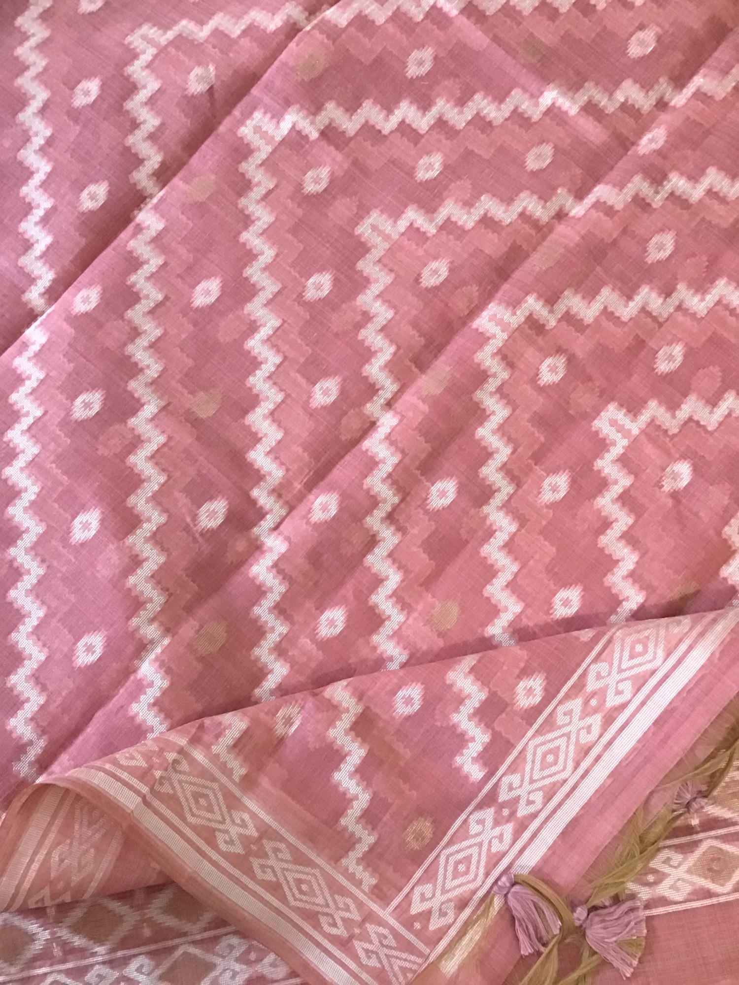 Soft Slub Chanderi Jamdani Weaved Embroidered Suit - Pink
