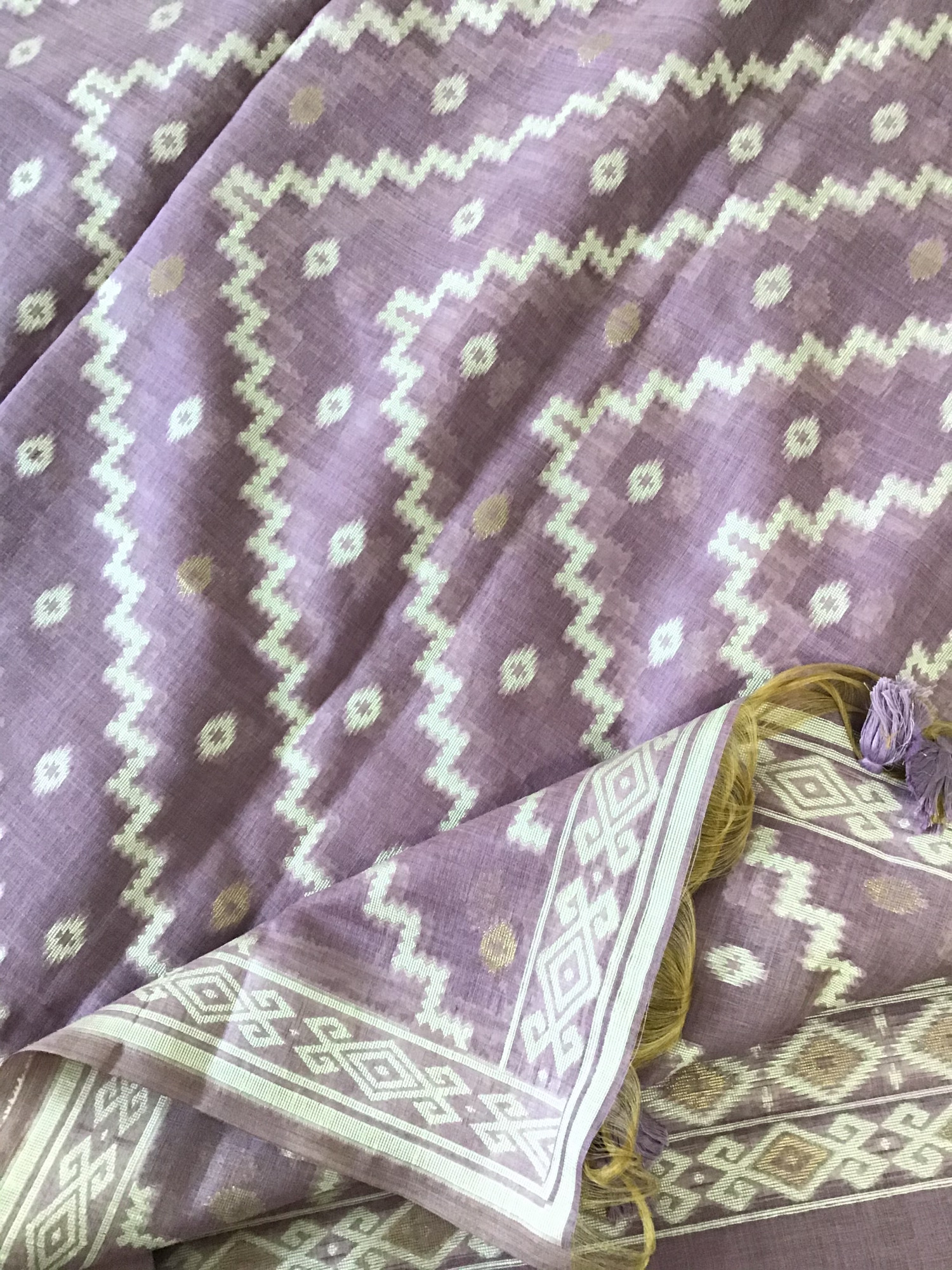 Soft Slub Chanderi Jamdani Weaved Embroidered Suit - Purple