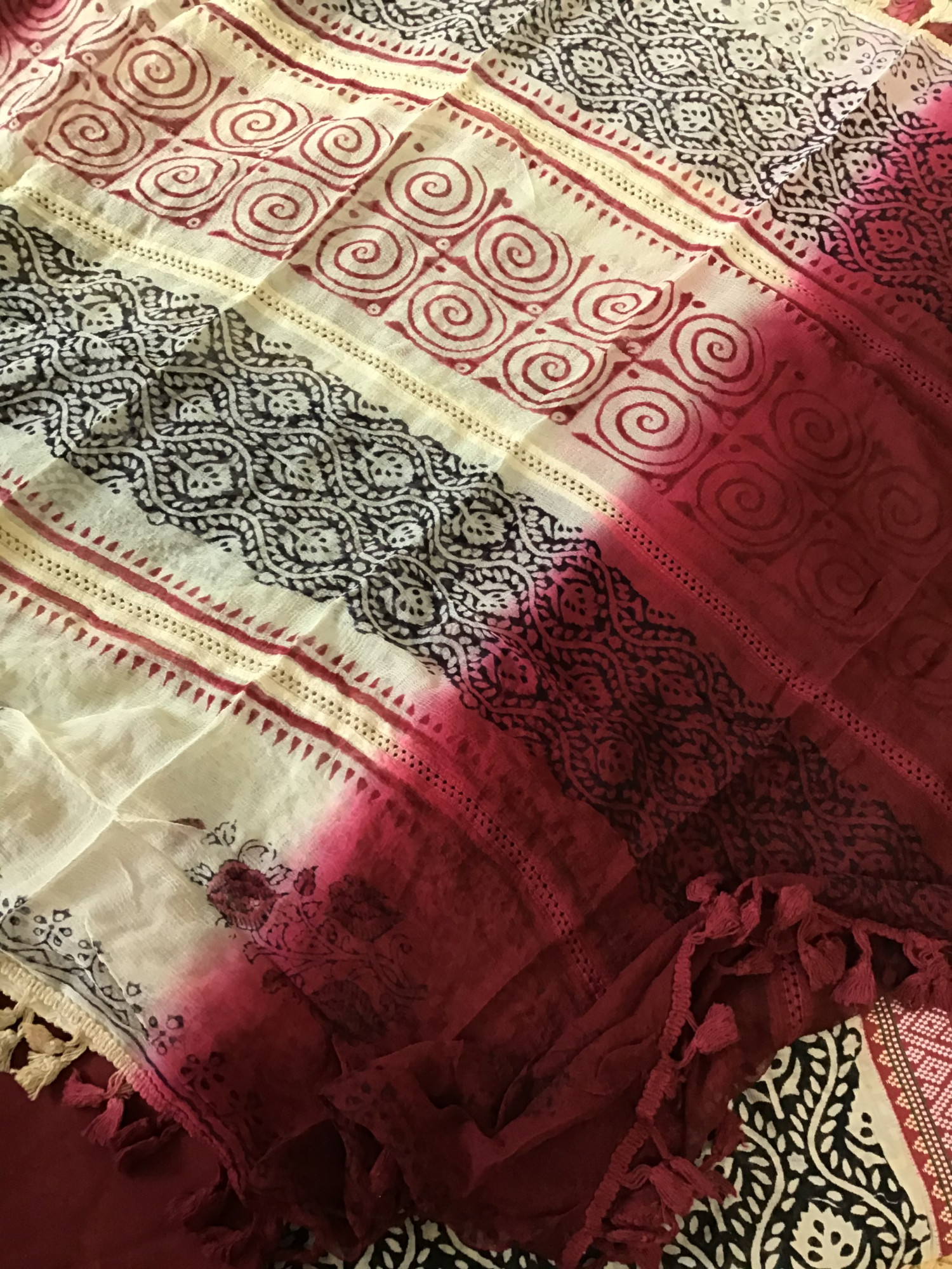 Pure Maheshwari Silk Printed Suit - BlackRed