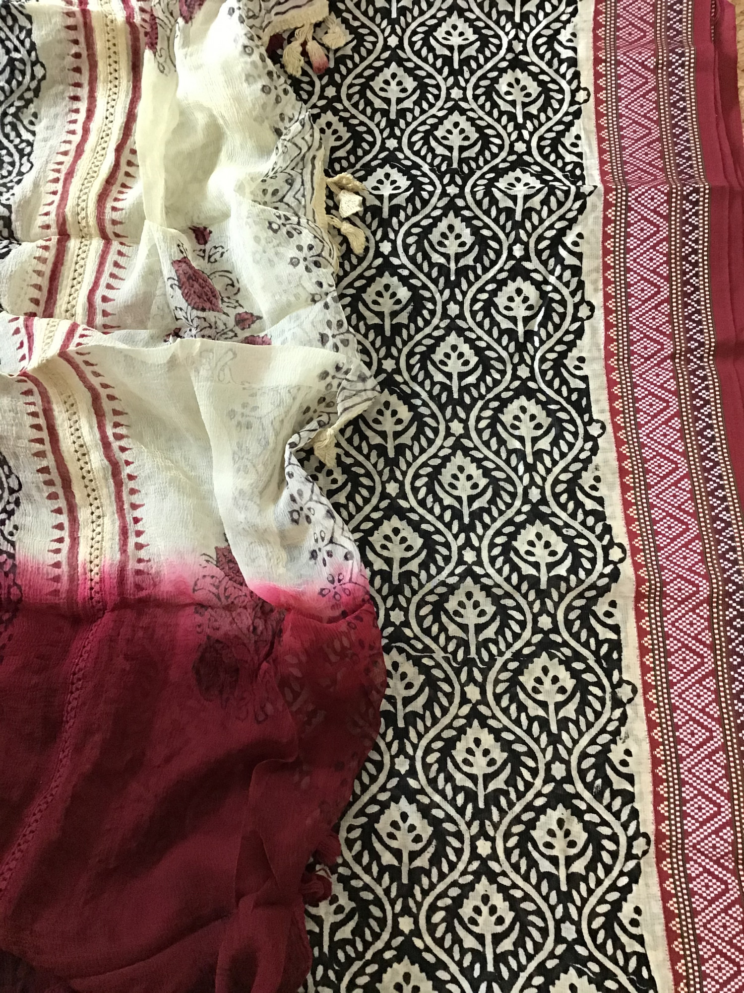 Pure Maheshwari Silk Printed Suit - BlackRed