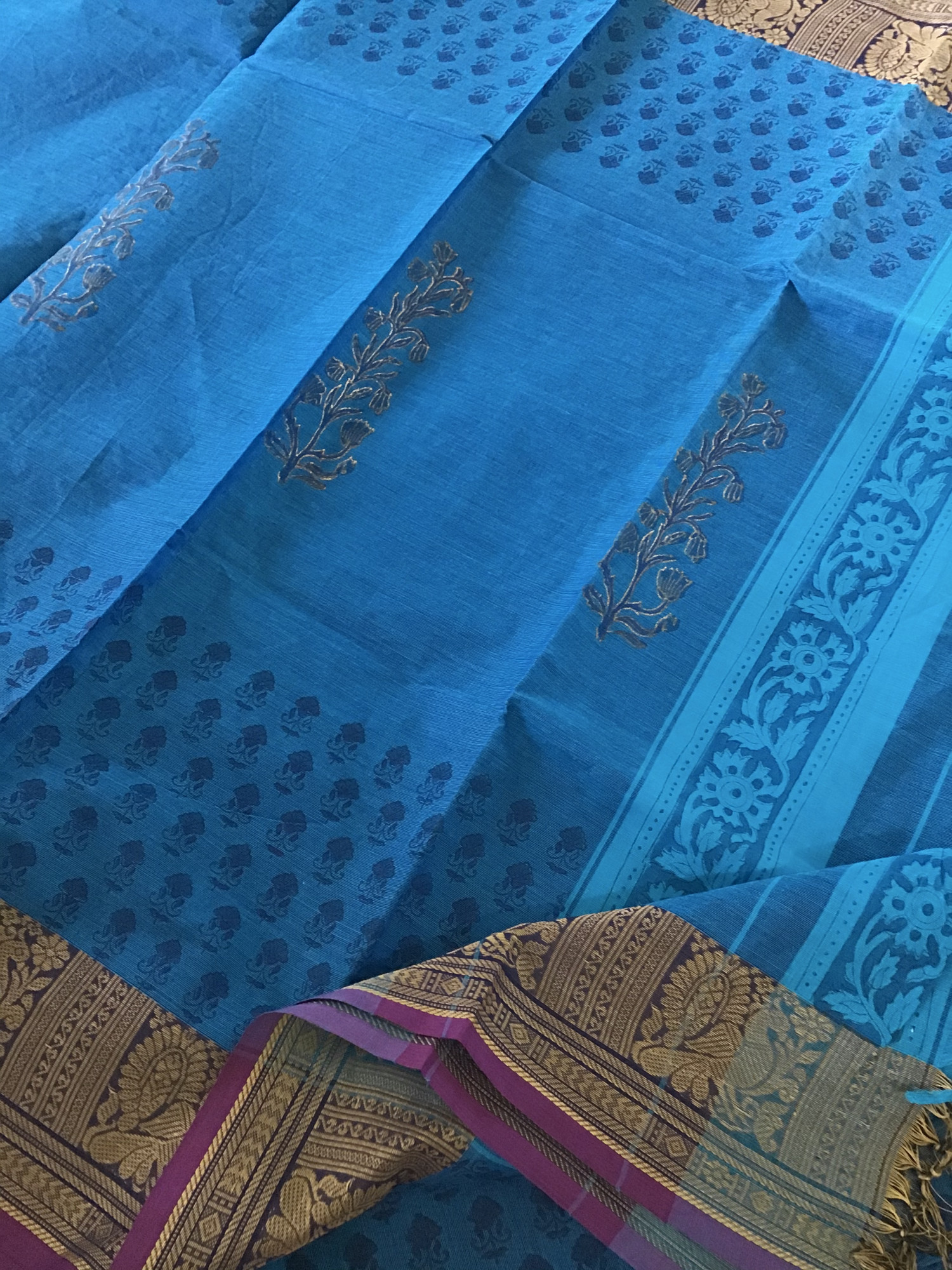 Pure Mangalgiri Cotton Printed Suit - Blue