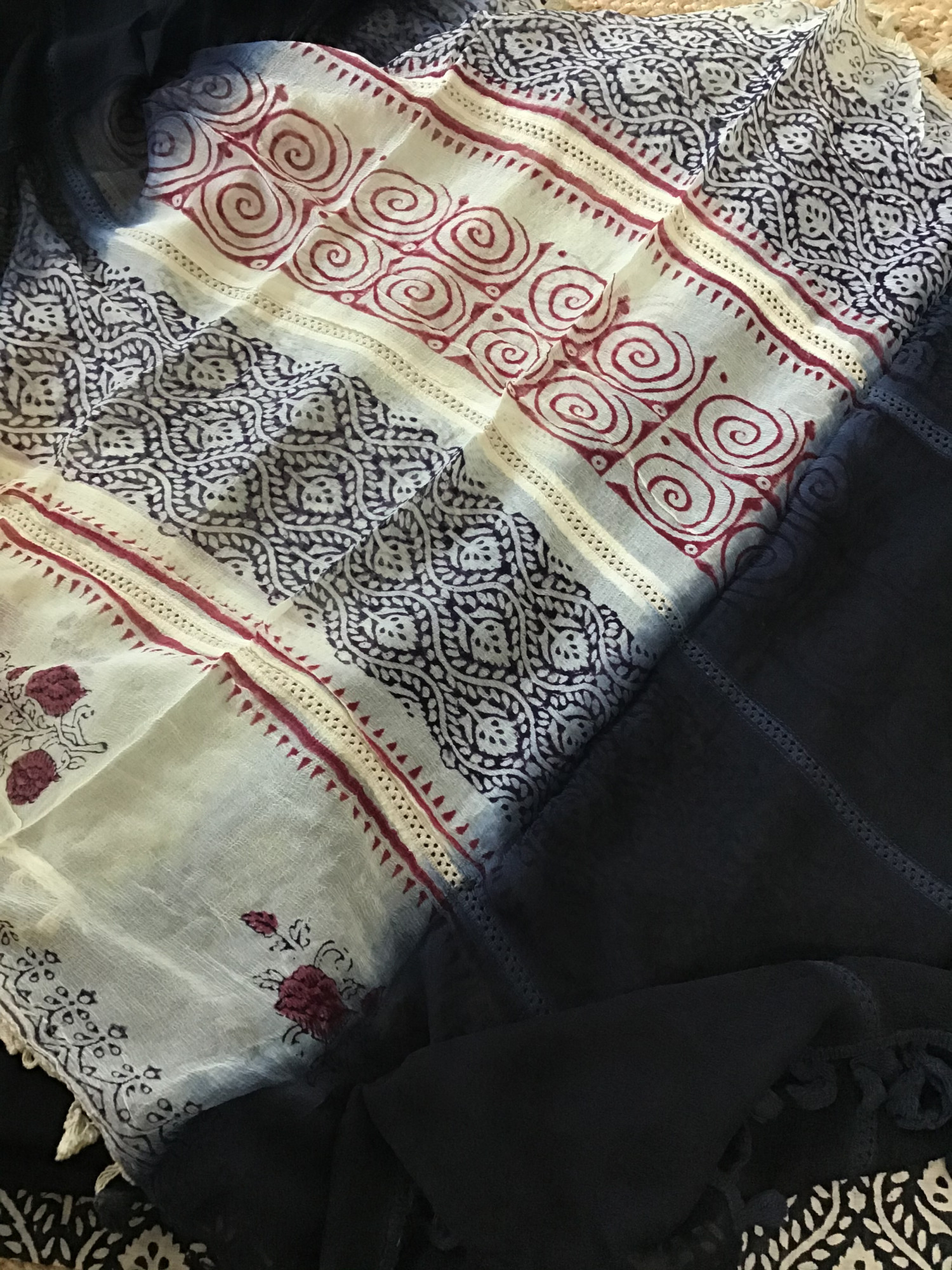 Pure Maheshwari Silk Printed Suit - Black