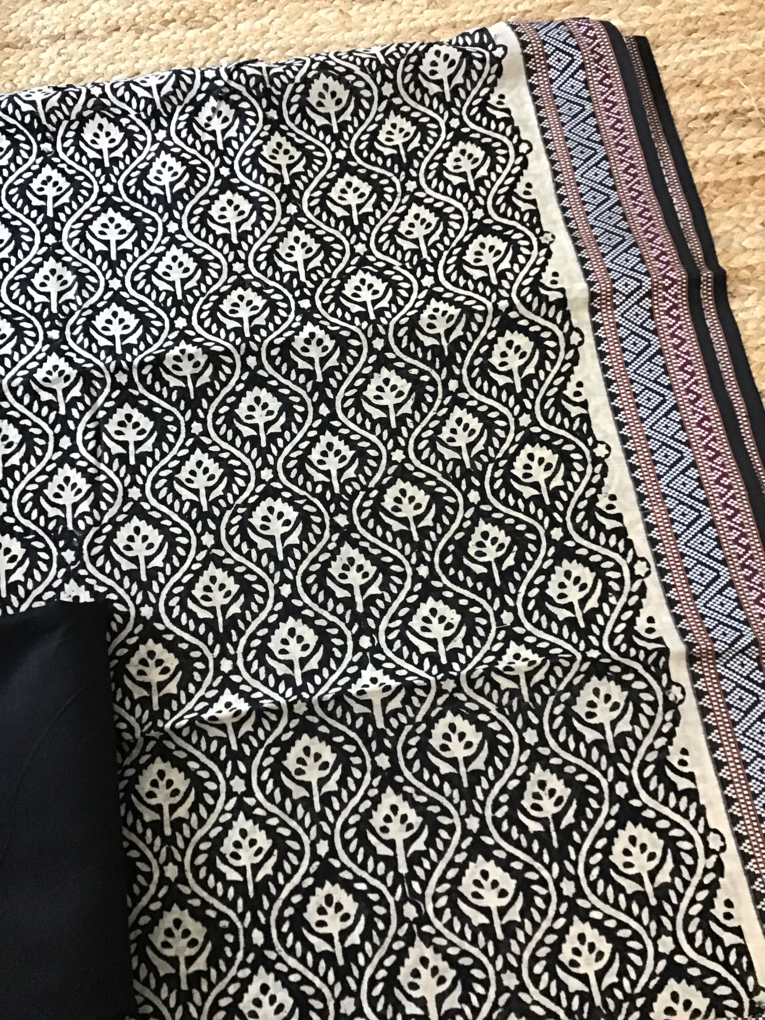 Pure Maheshwari Silk Printed Suit - Black