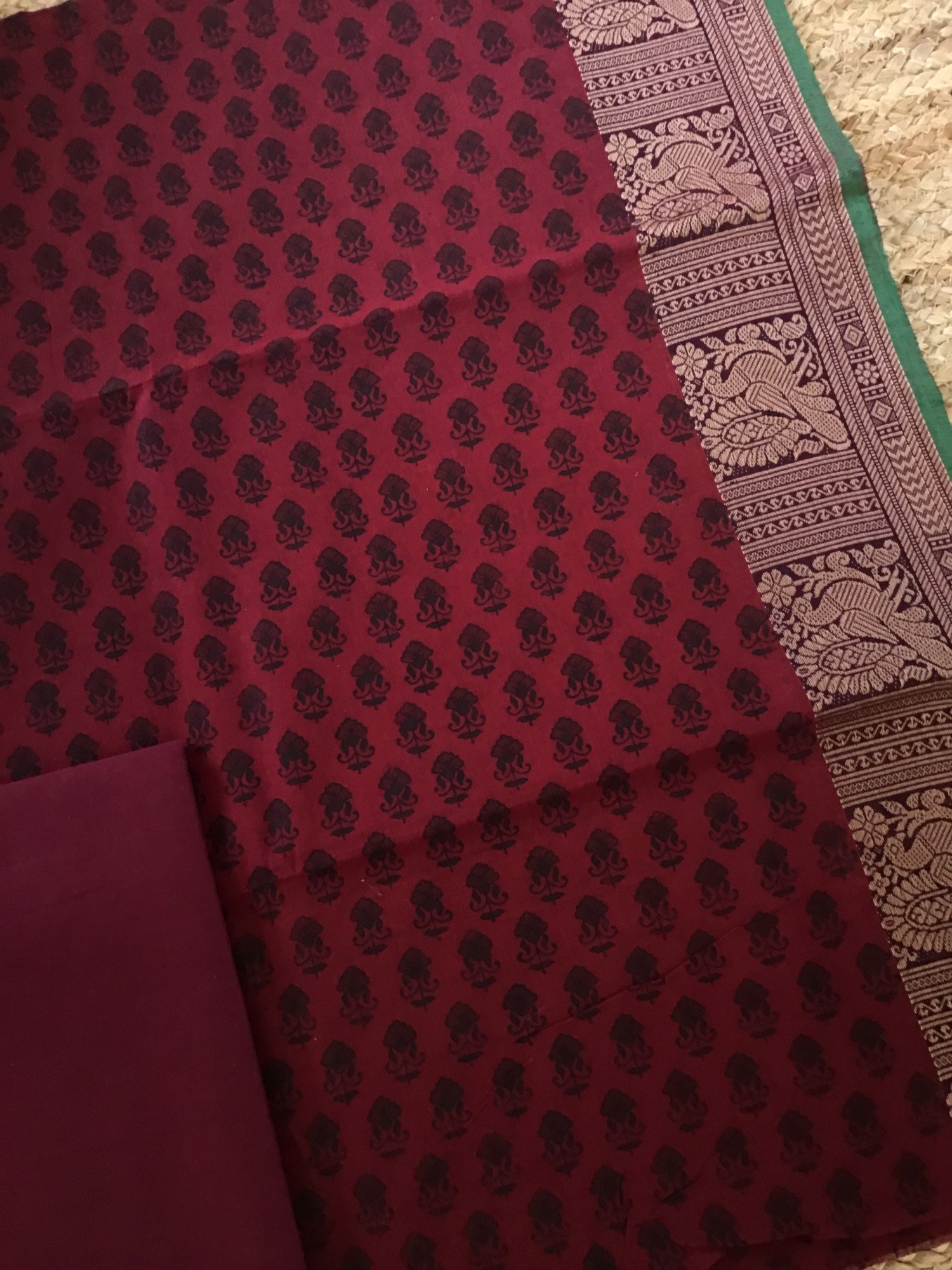 Pure Mangalgiri Cotton Printed Suit - Maroon