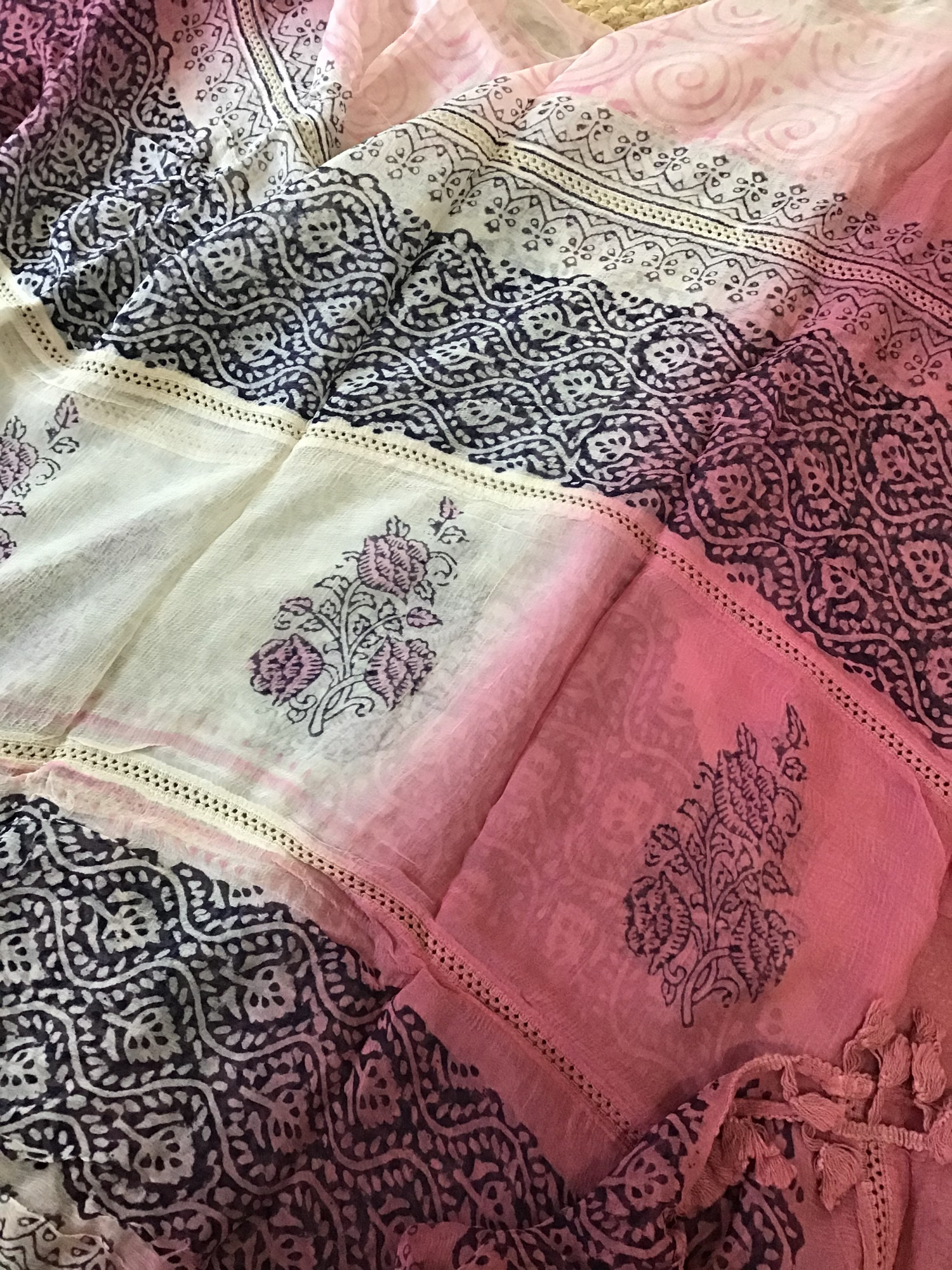 Pure Maheshwari Silk Printed Suit - BlackPink